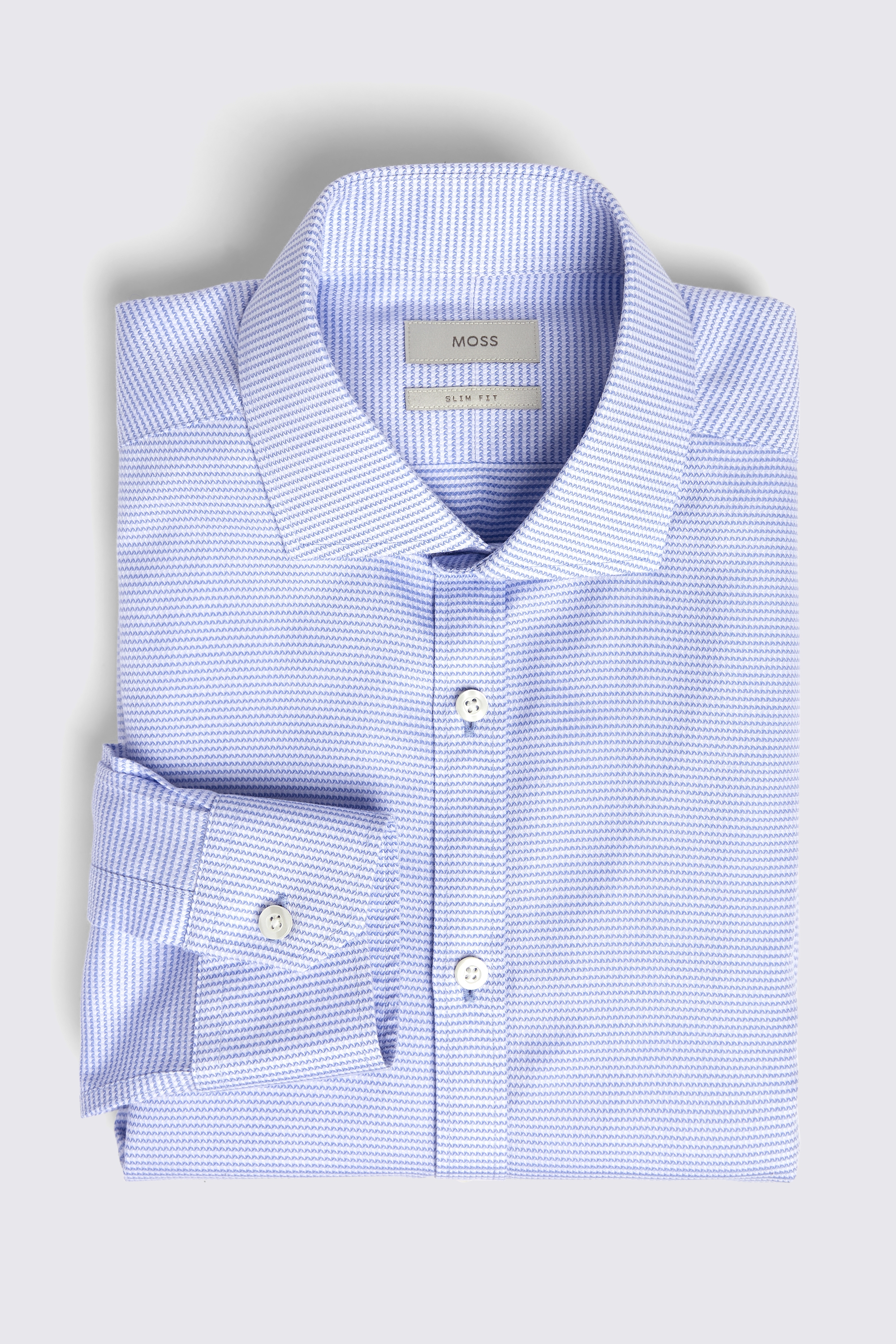 Slim Fit Sky Oval Textured Non Iron Shirt