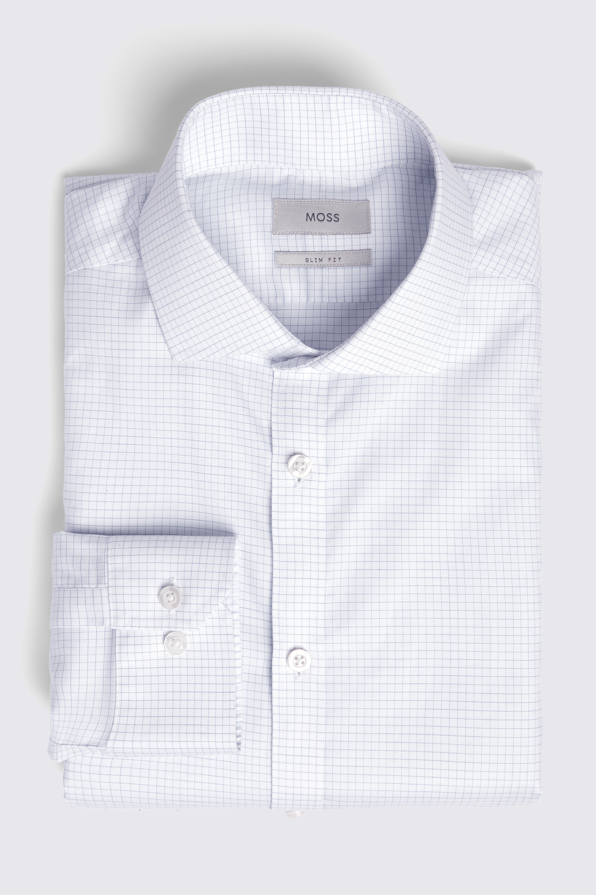 Slim Fit Light Blue Grid Check Non Iron Shirt