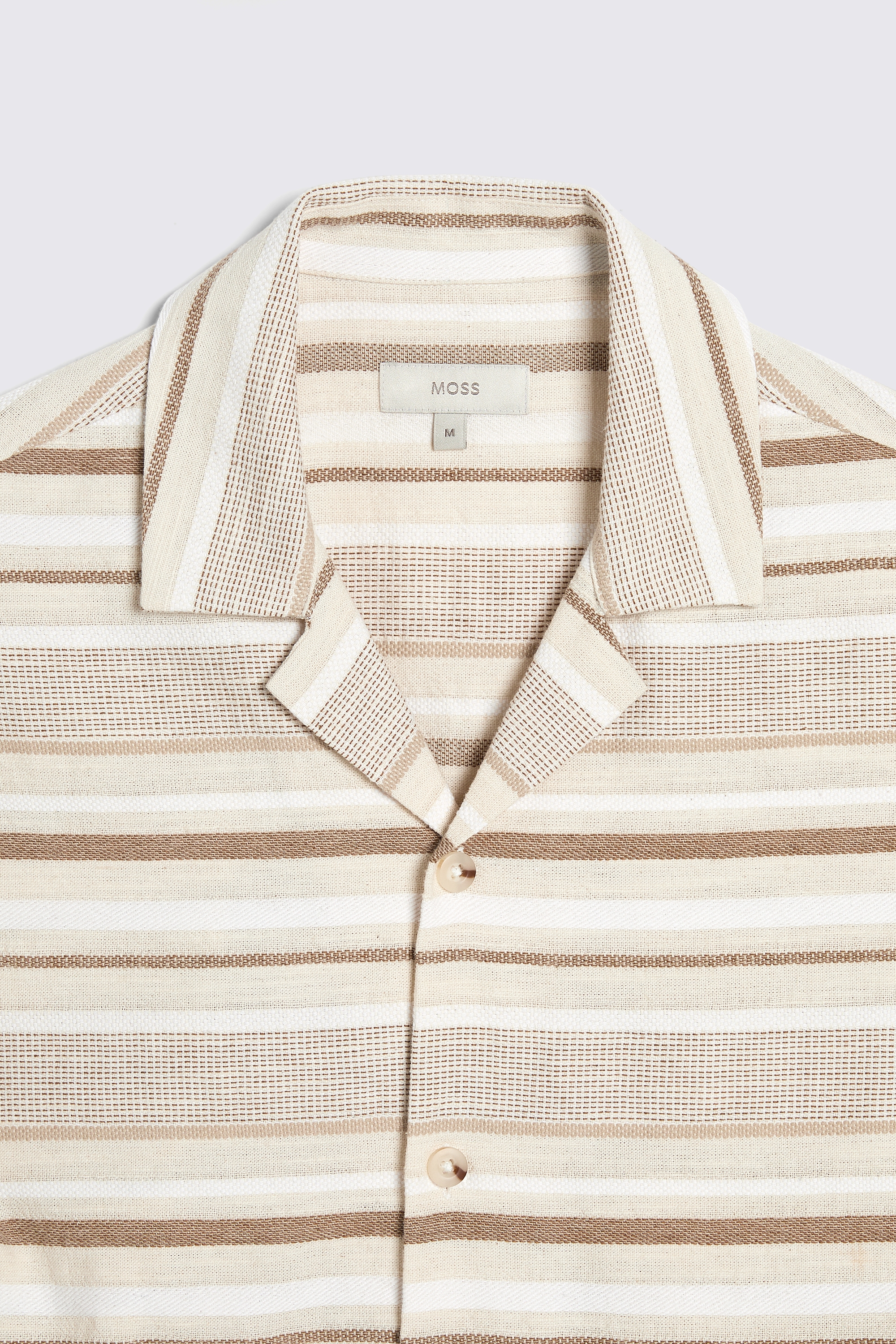 Neutral Stripe Woven Cuban Collar Shirt