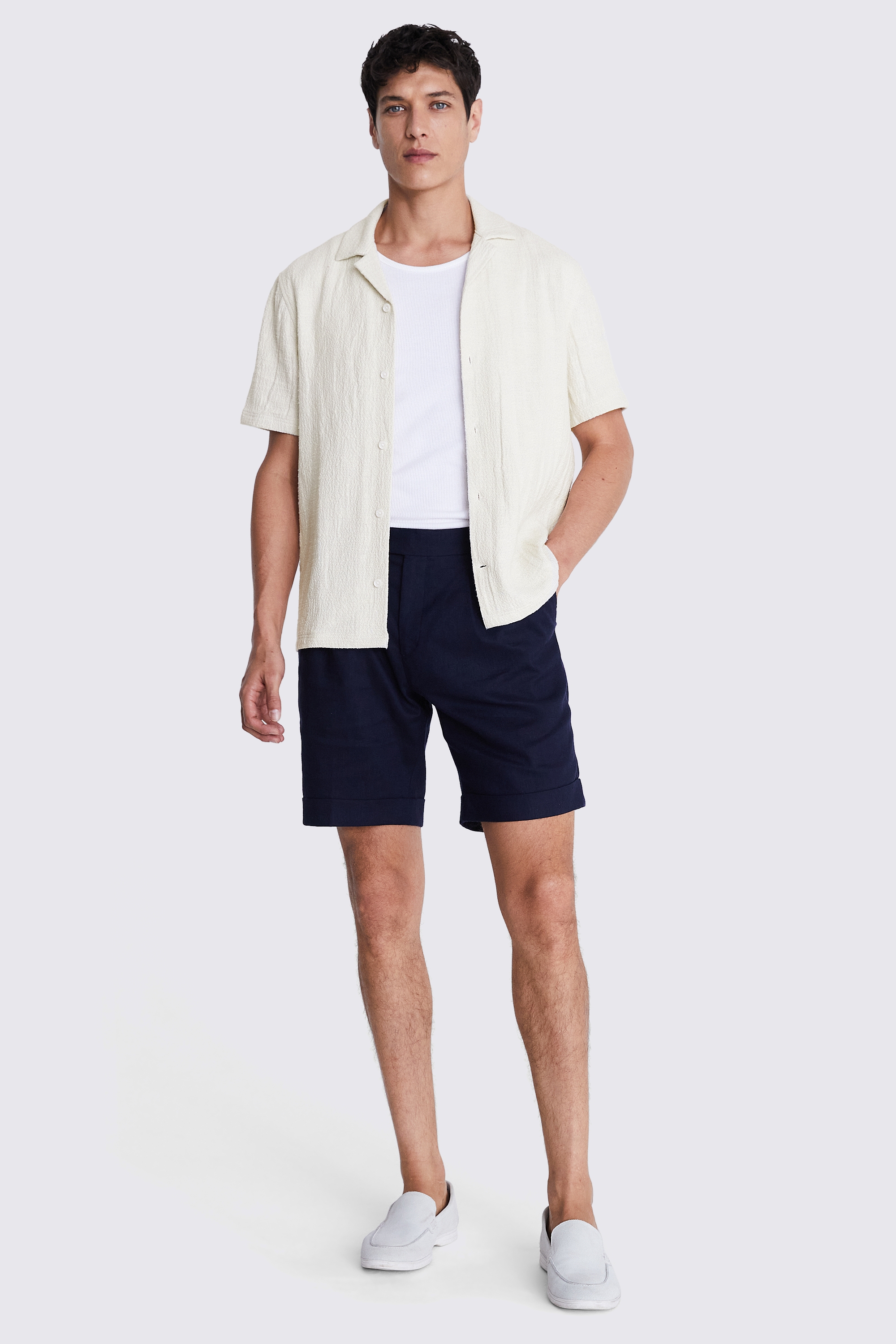 Neutral and Sky Woven Cuban Shirt