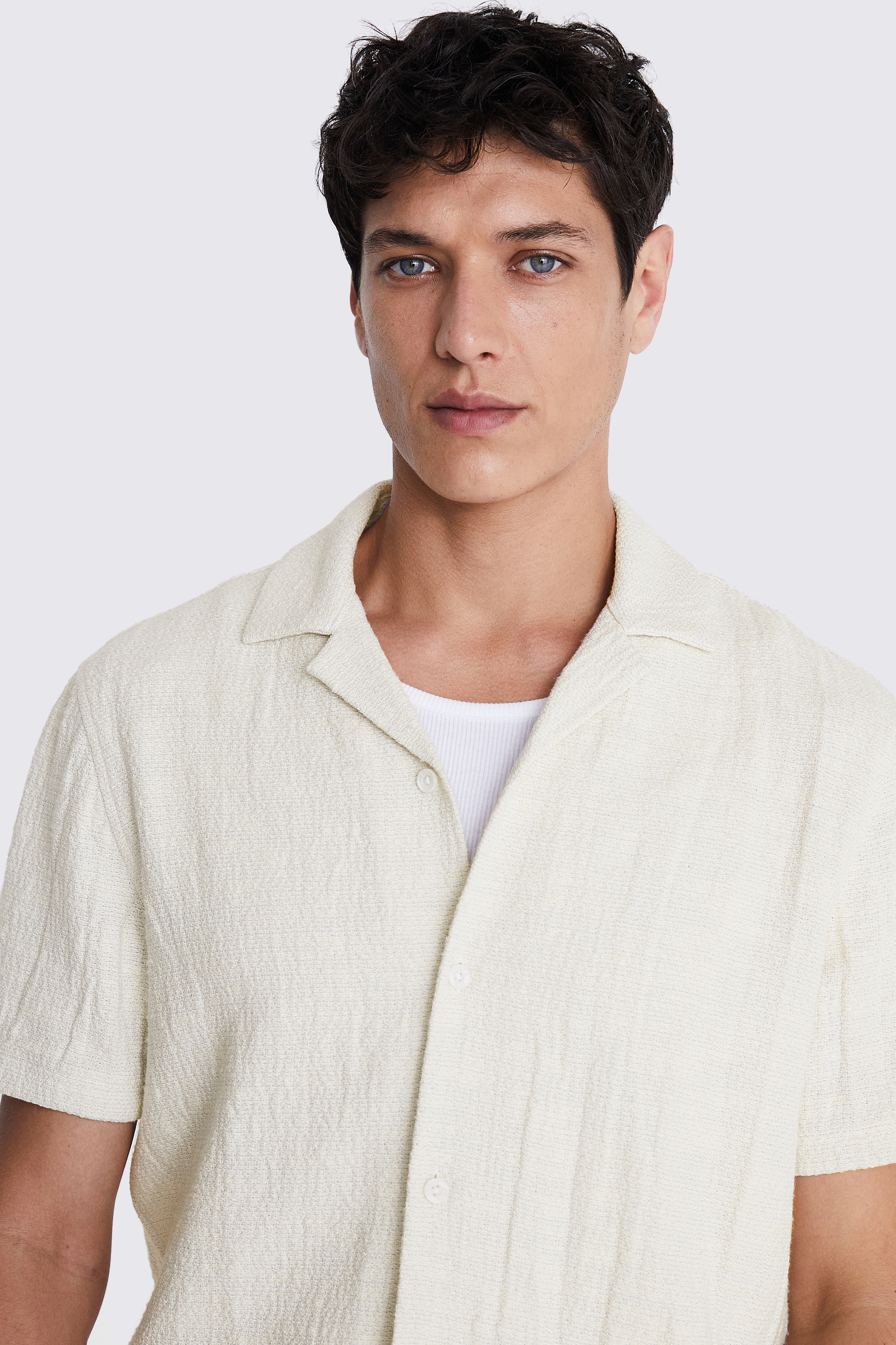 Neutral and Sky Woven Cuban Shirt | Buy Online at Moss