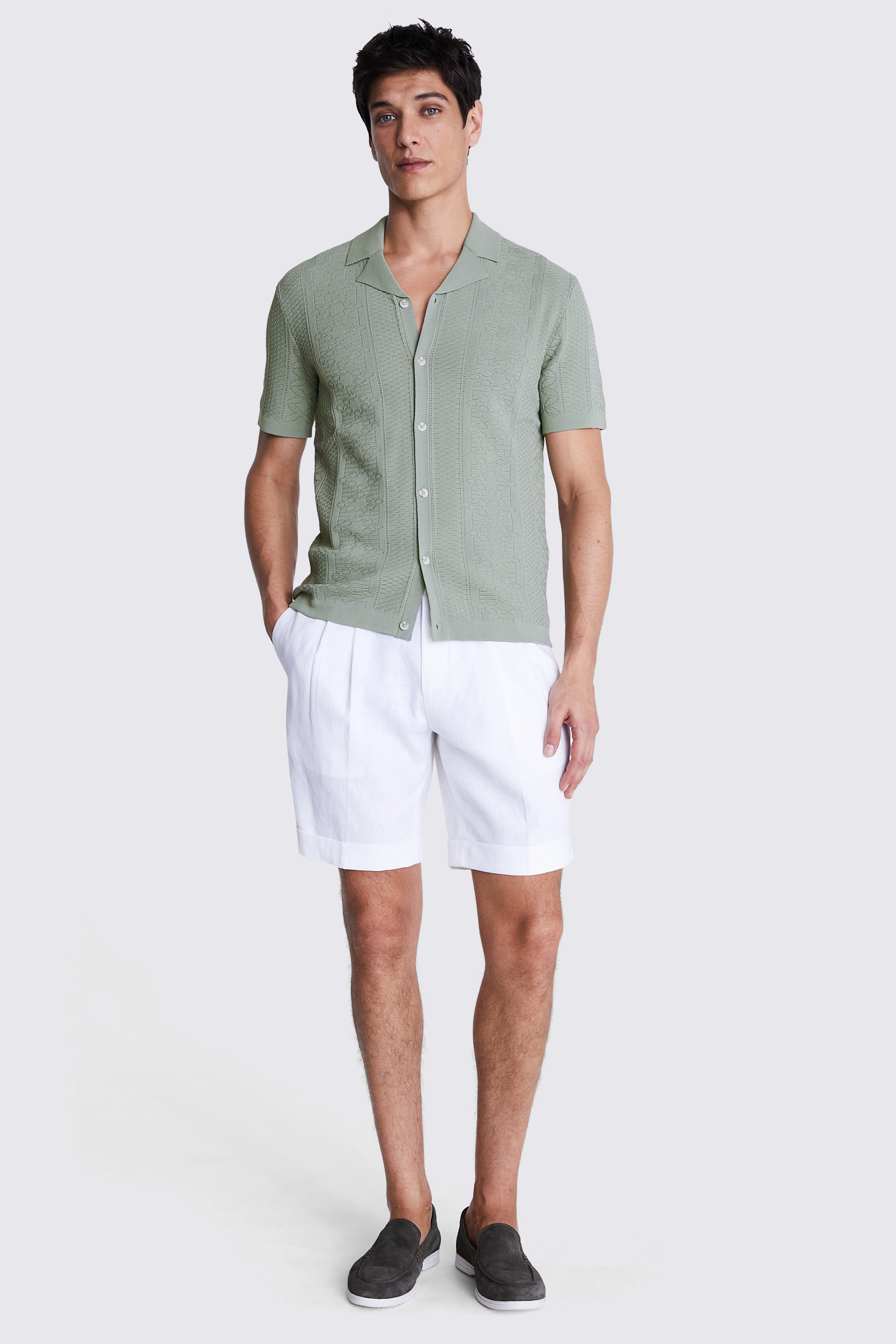Sage Pointelle Knitted Shirt