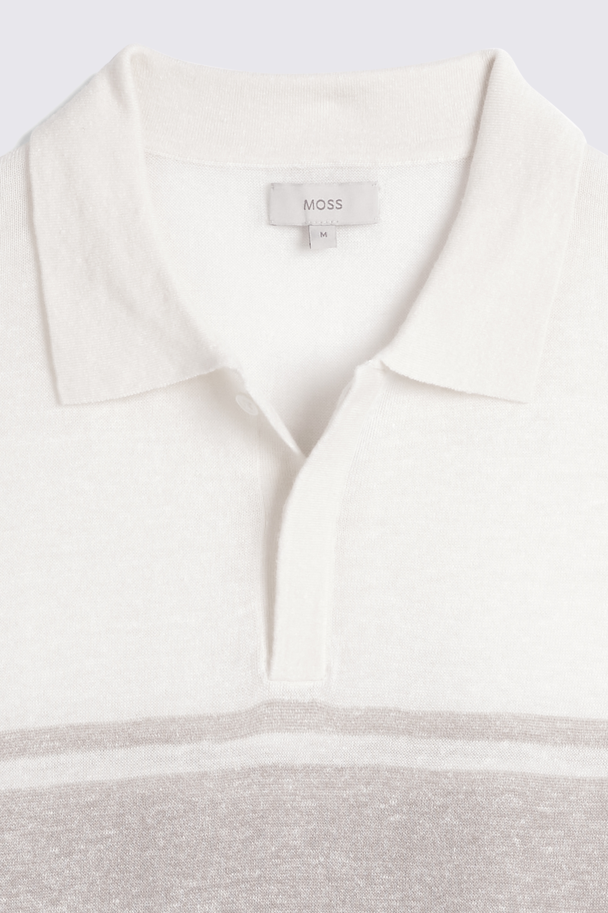Neutral Stripe Linen Blend Knitted Polo