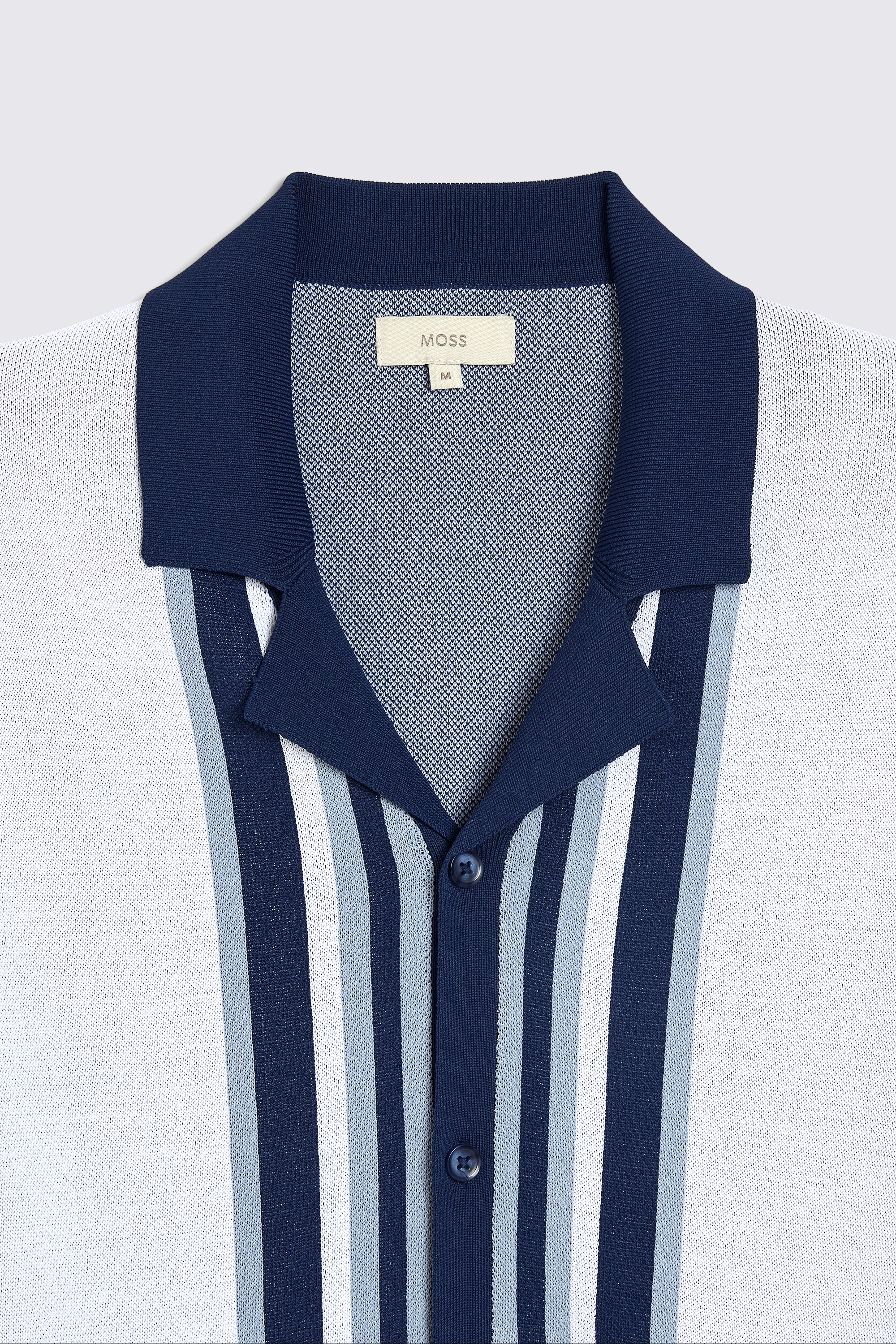 Blue & White Border Jacquard Shirt