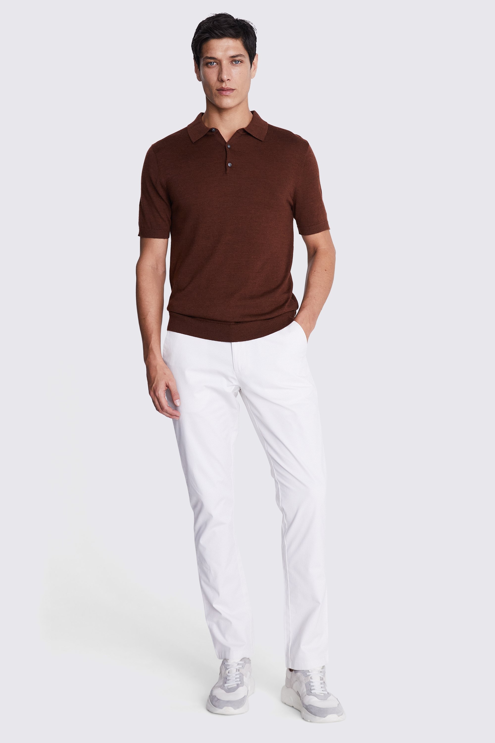 Tailored Fit Off White Stretch Chinos | Buy Online at Moss