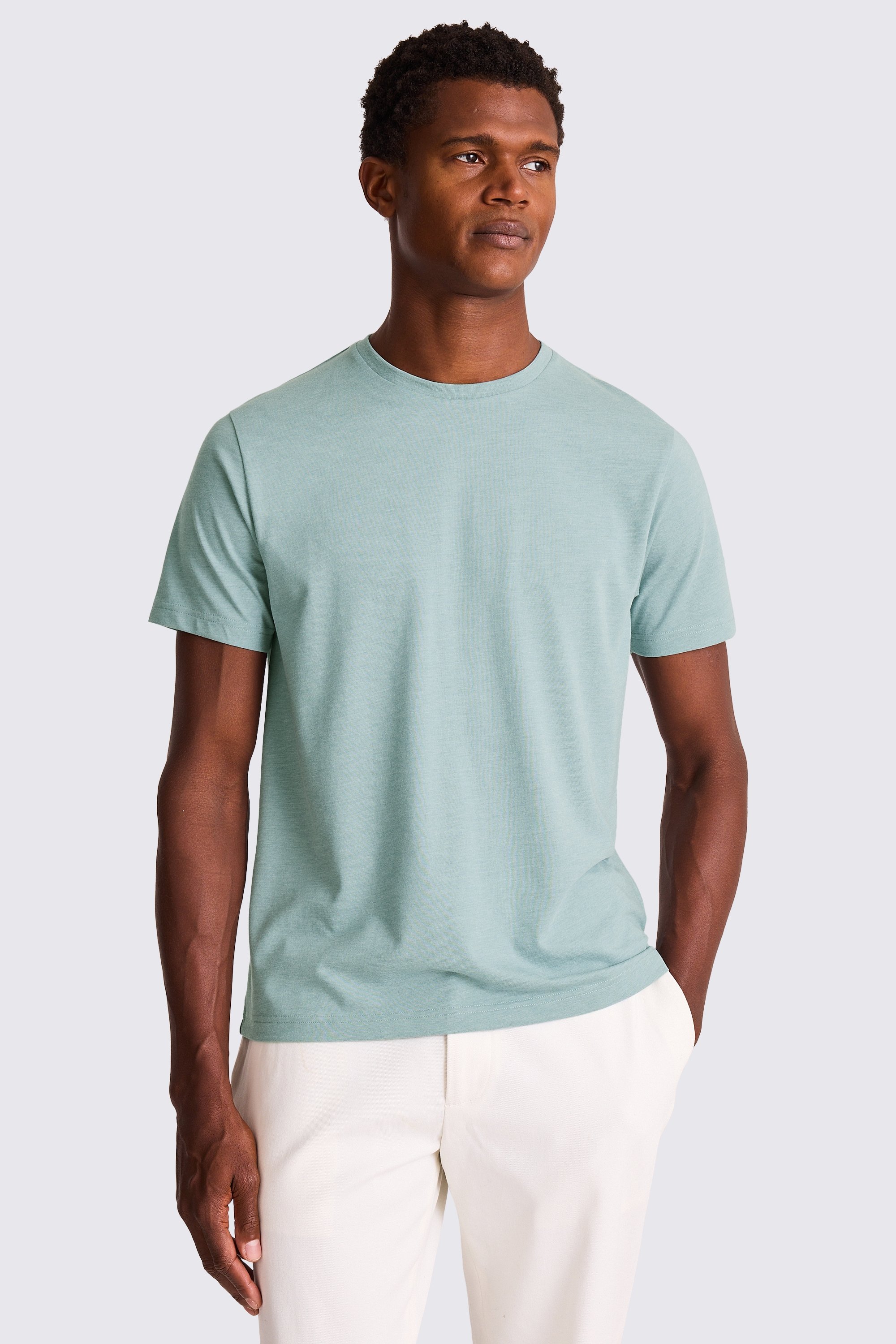 Teal Melange Crew-Neck T-Shirt
