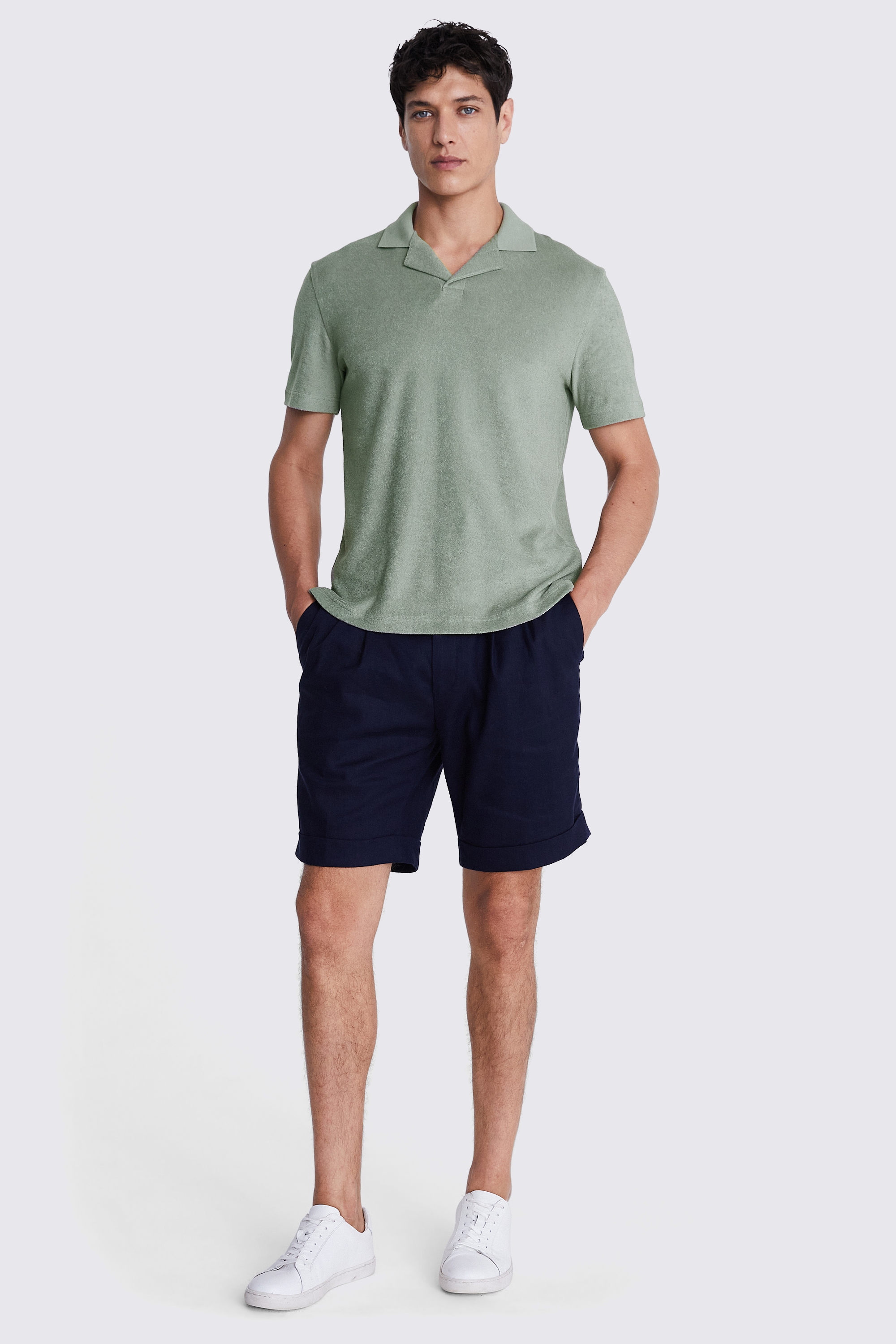 Sage Terry Towelling Skipper Polo