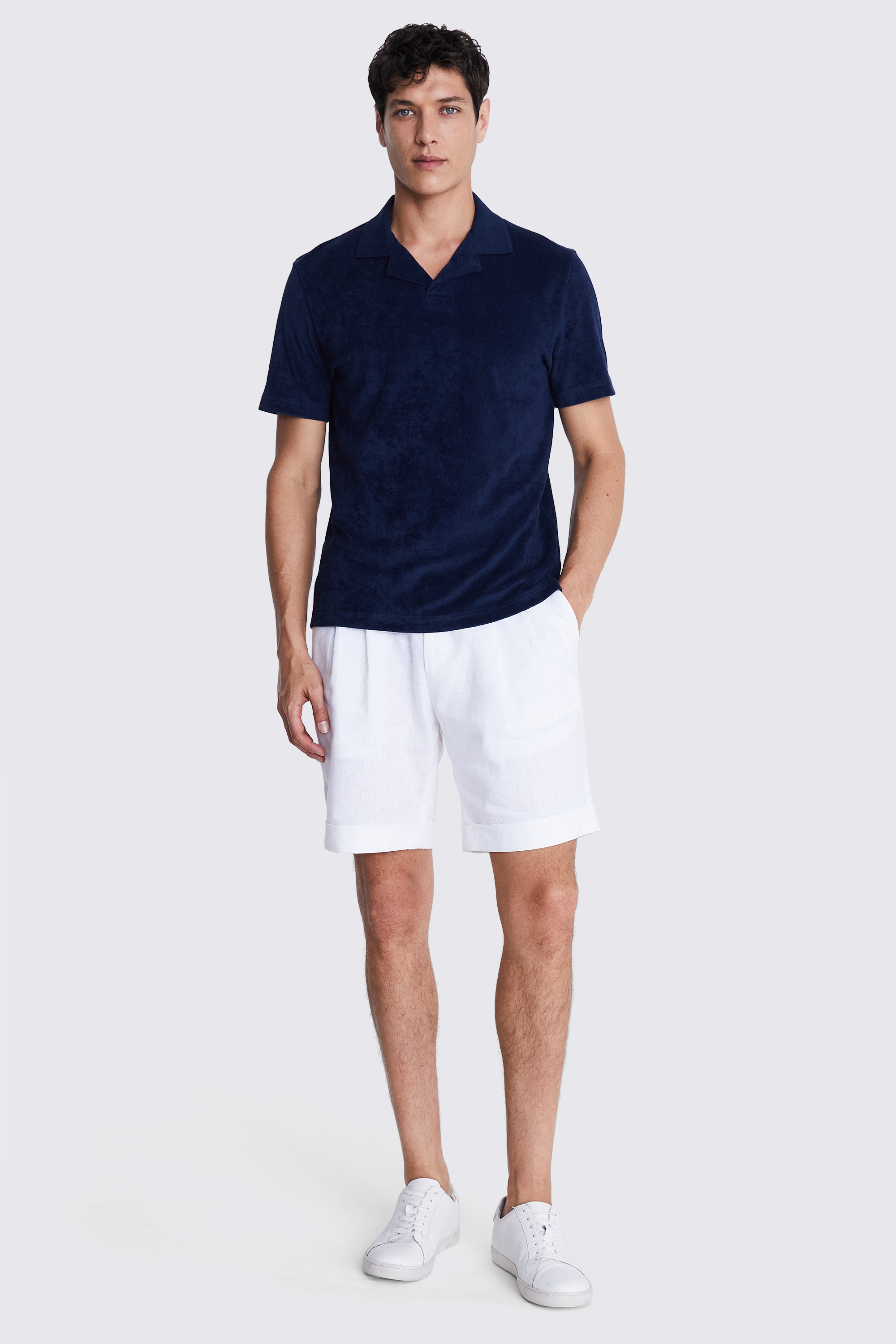 Navy Terry Towelling Skipper Polo