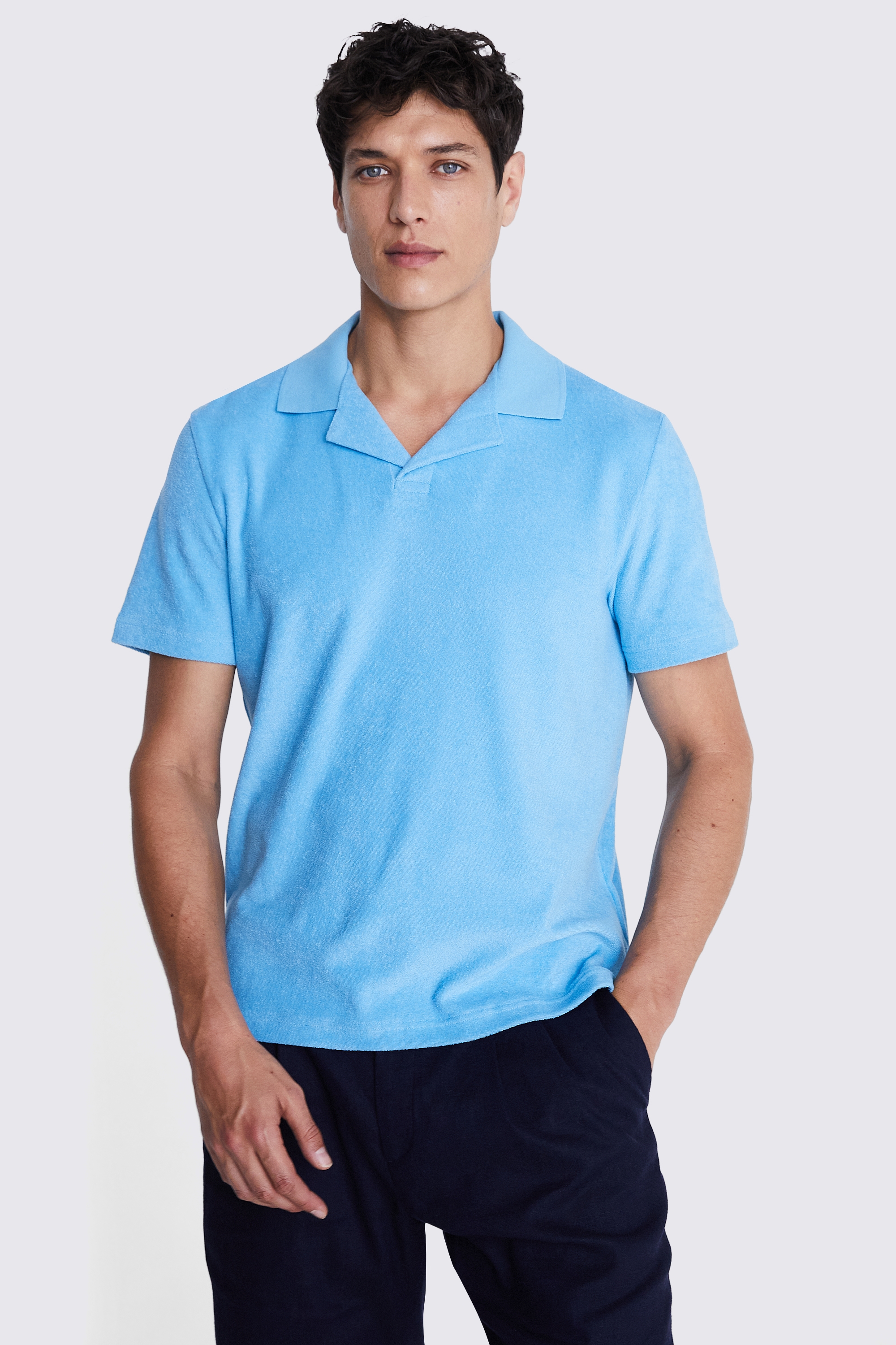 Blue Terry Towelling Skipper Polo