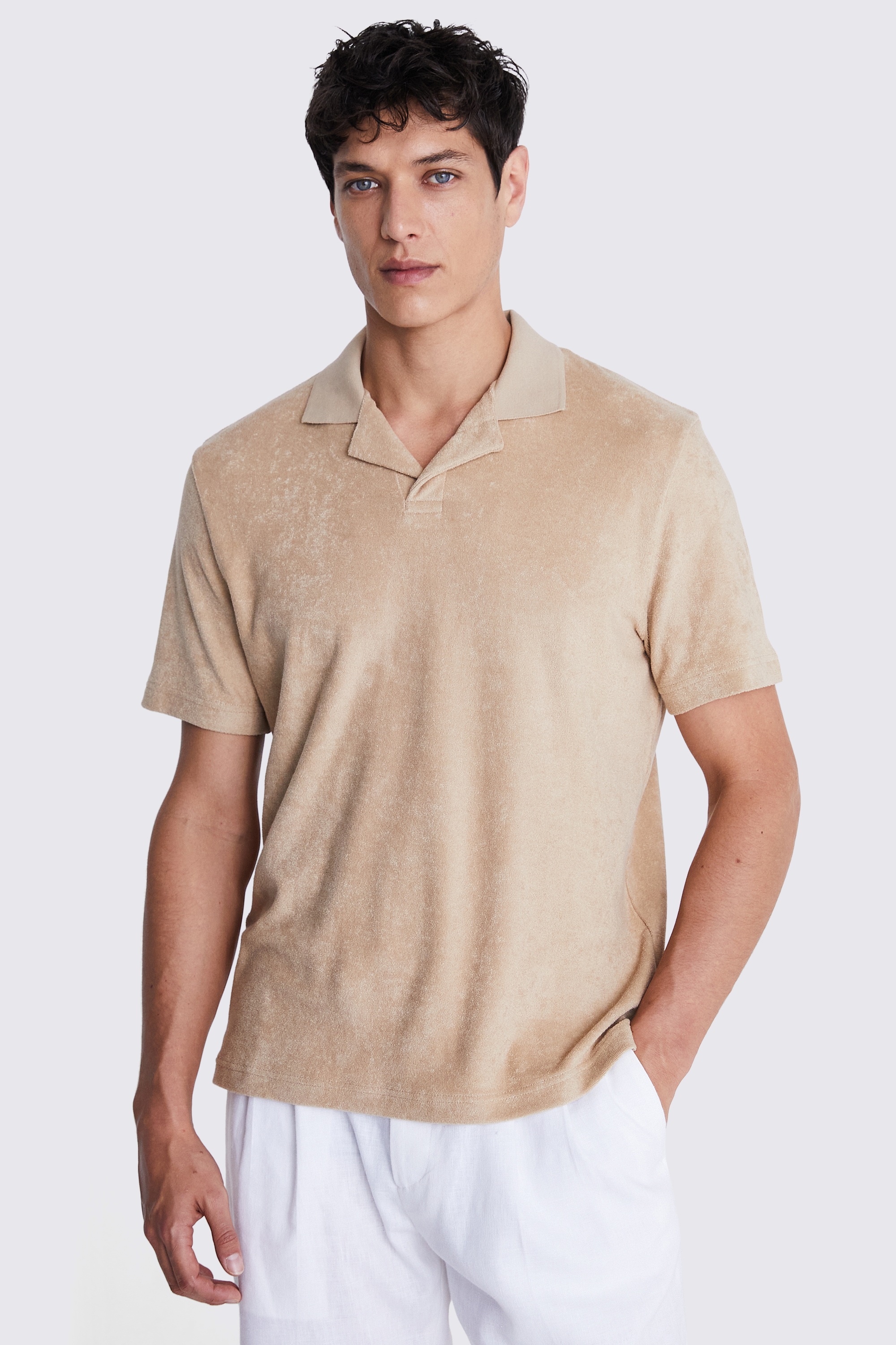 Camel Terry Towelling Skipper Polo