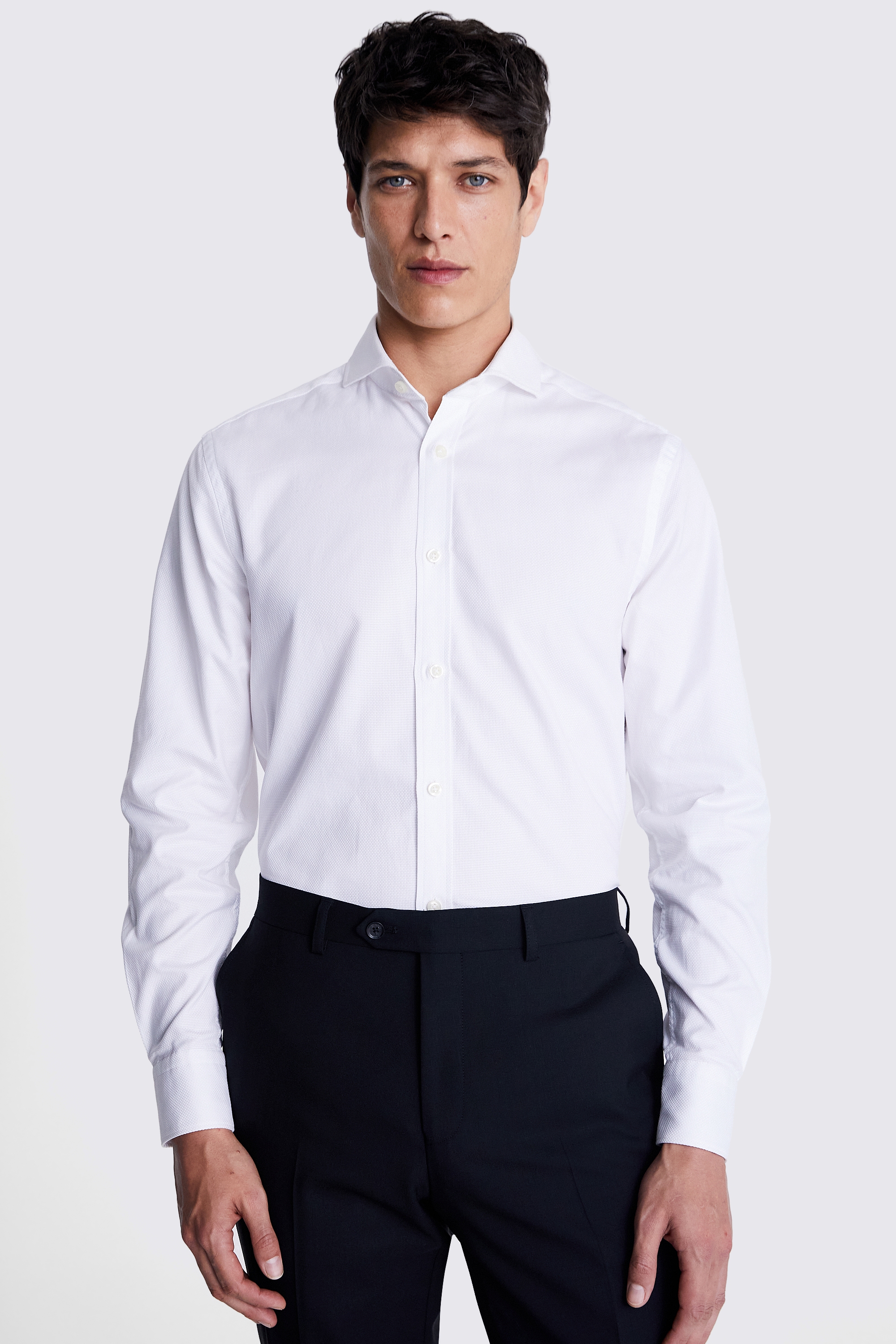 Tailored Fit White Dobby Shirt | Buy Online at Moss