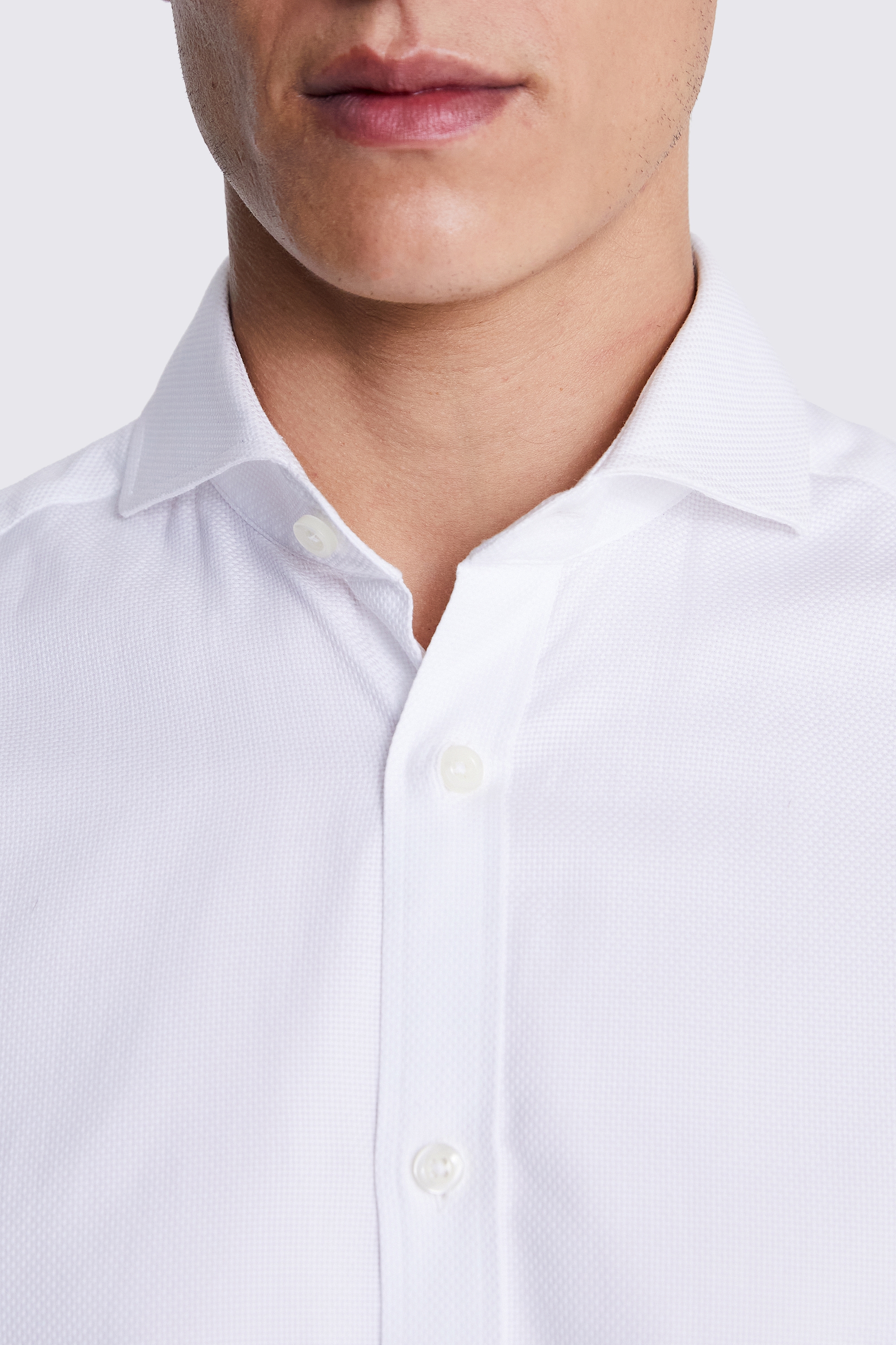 Tailored Fit White Dobby Shirt