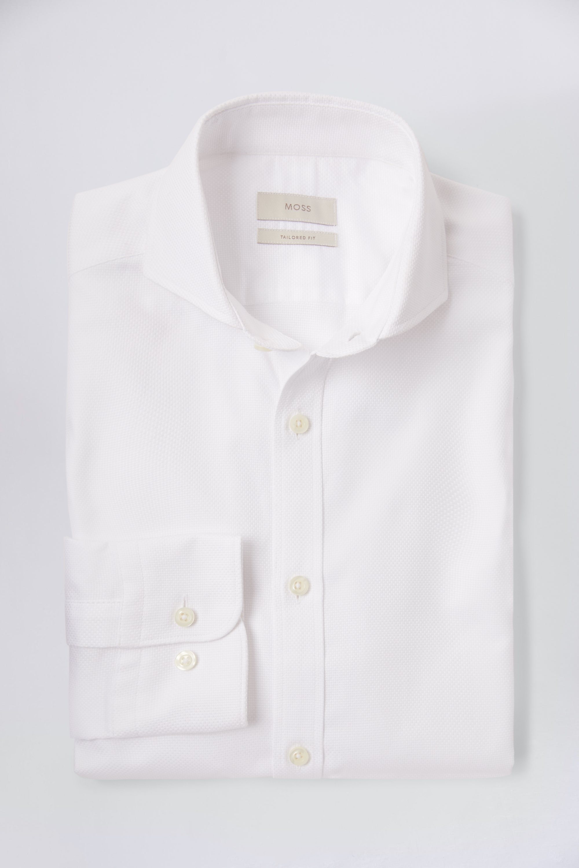 Tailored Fit White Dobby Shirt