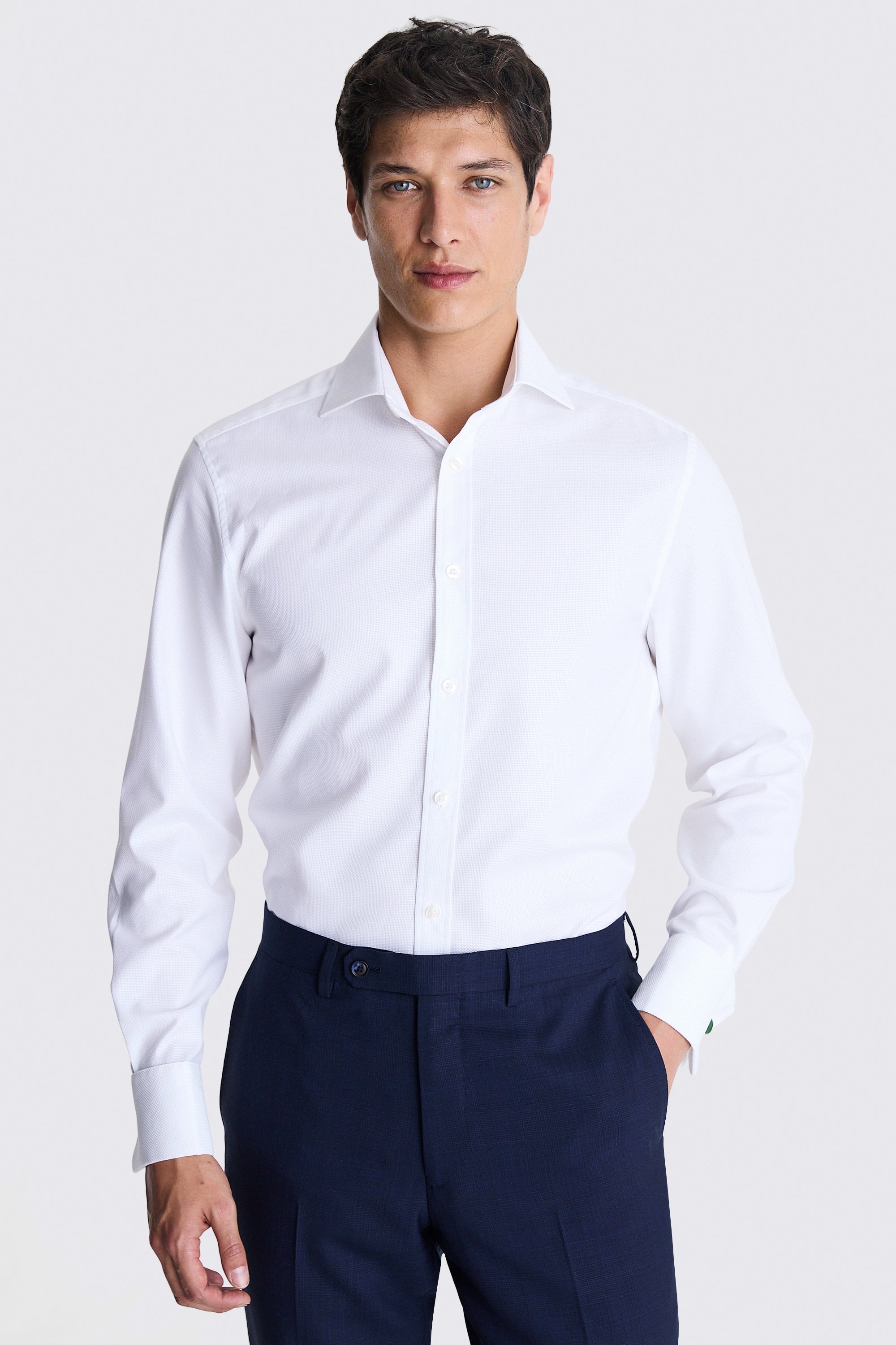 Tailored Fit White Dobby Shirt