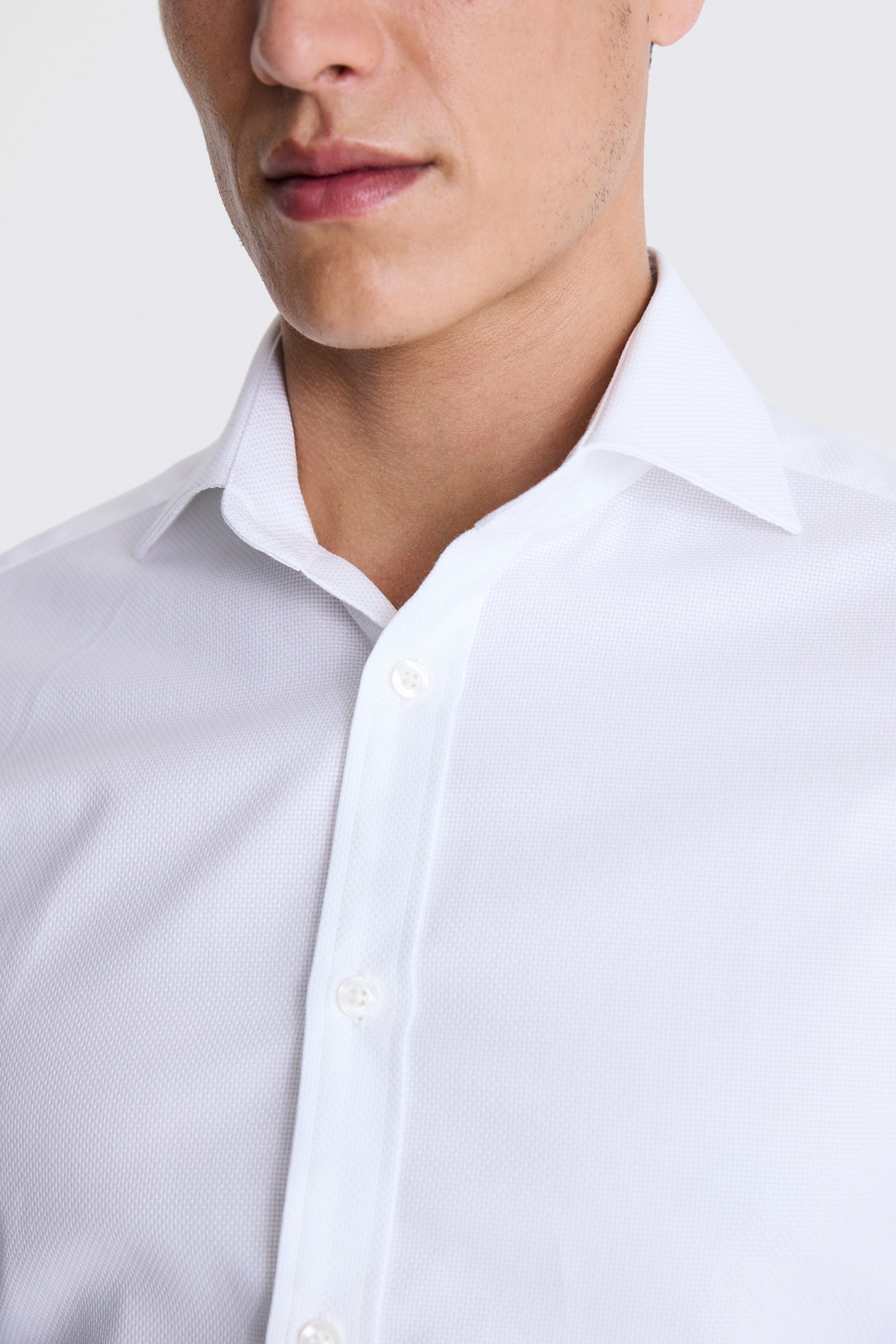 Tailored Fit White Dobby Shirt