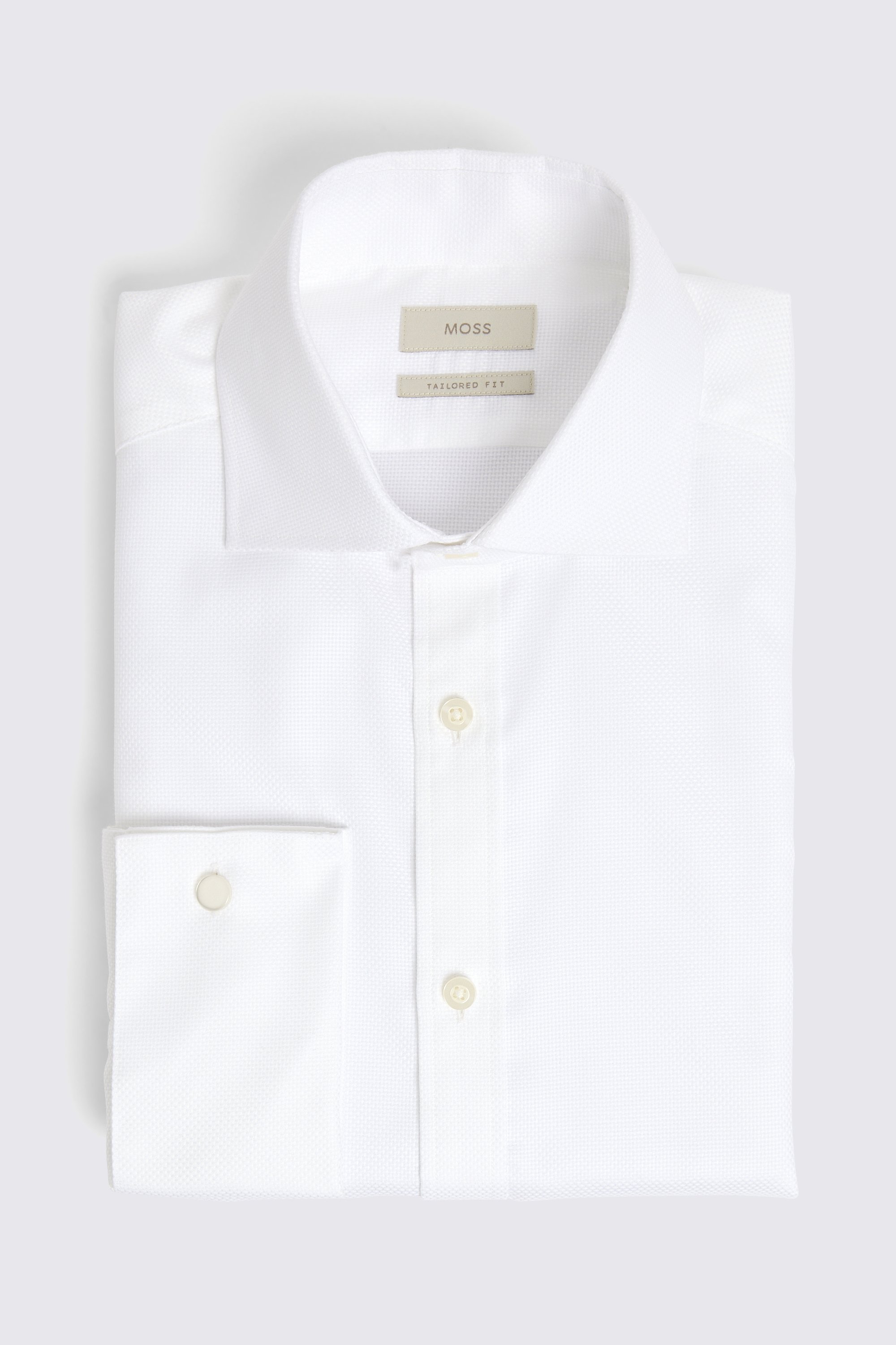 Tailored Fit White Dobby Shirt