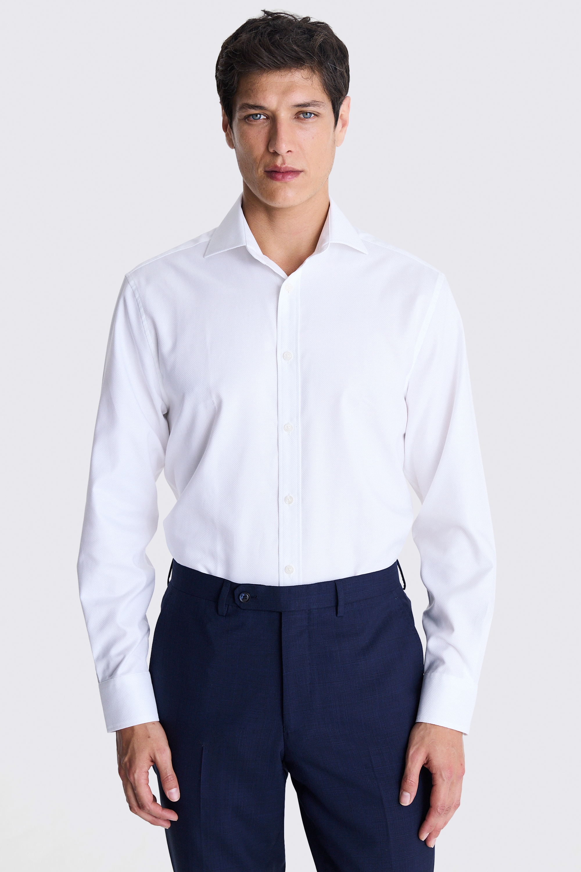 Regular Fit White Dobby Shirt | Buy Online at Moss