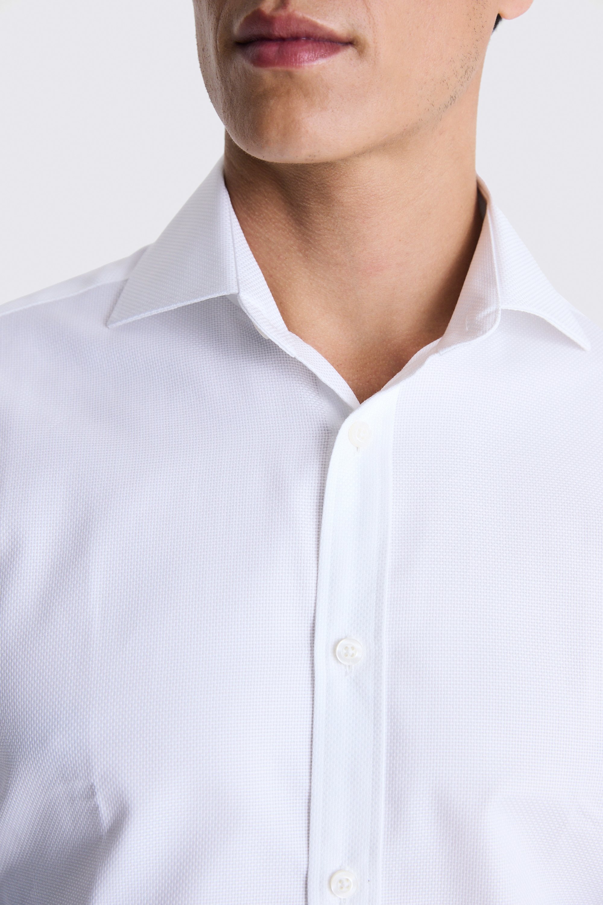 Regular Fit White Dobby Shirt
