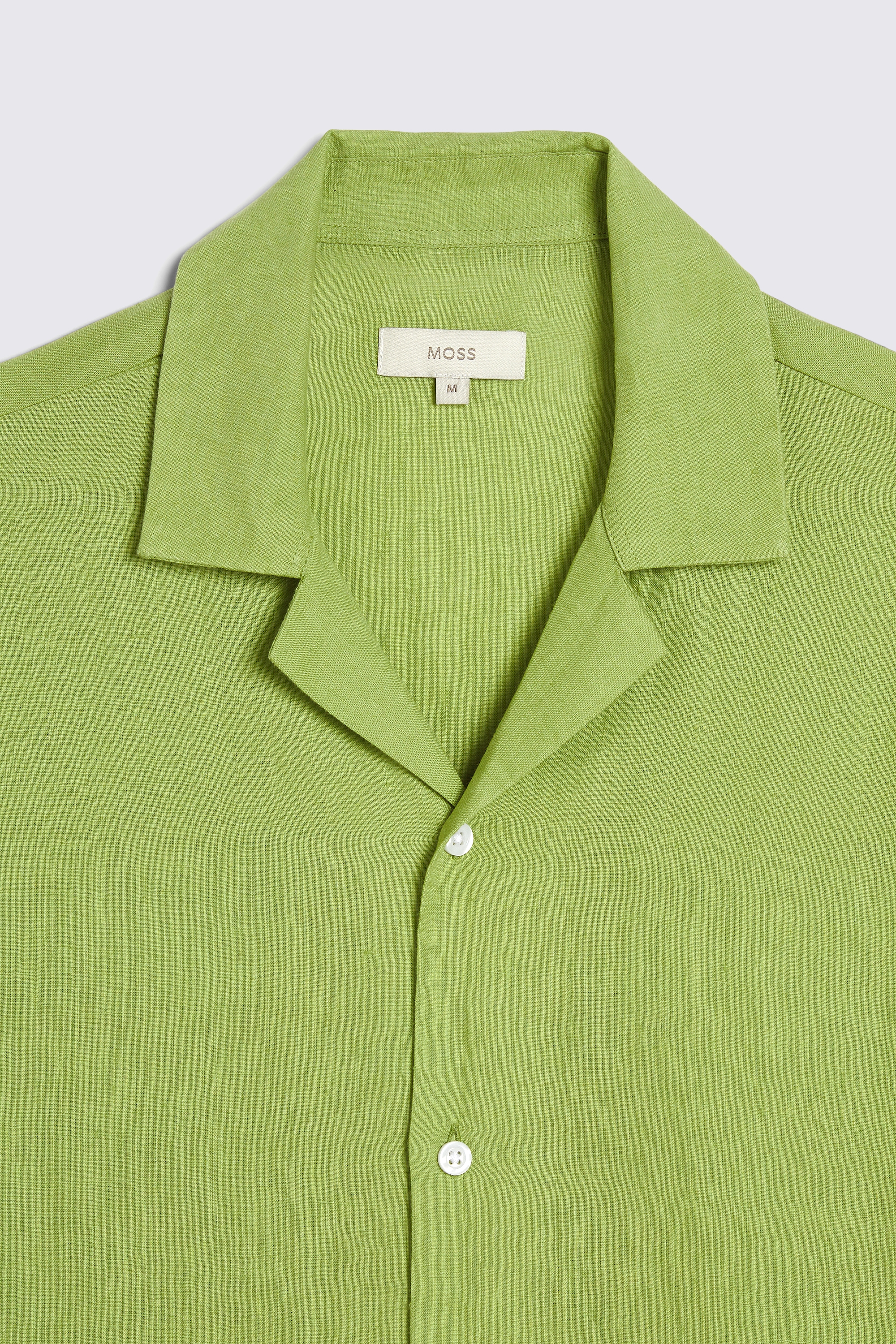 Acid Green Linen Cuban Collar Shirt