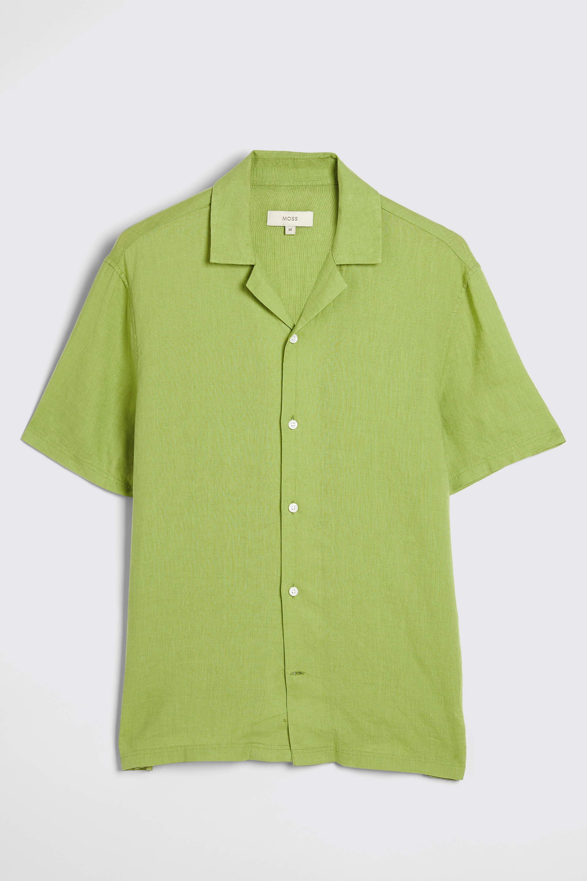 Acid Green Linen Cuban Collar Shirt