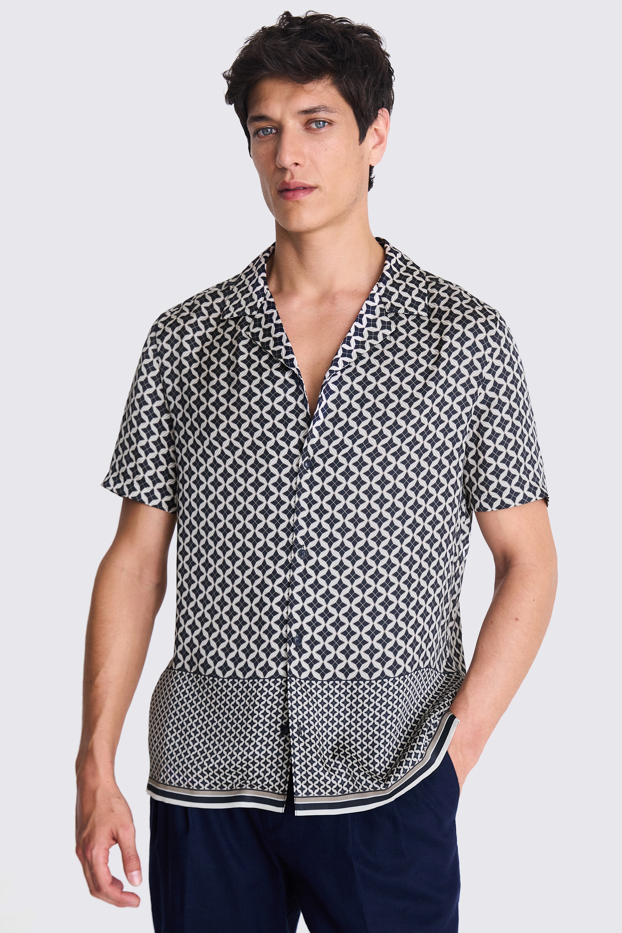 Navy Geo Print Shirt | Buy Online at Moss