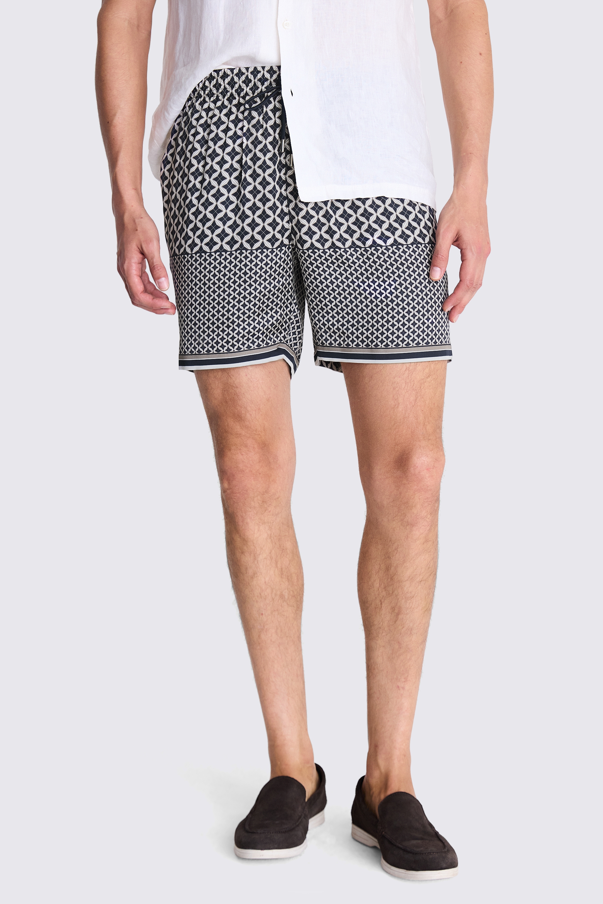 Navy Geo Print Shorts