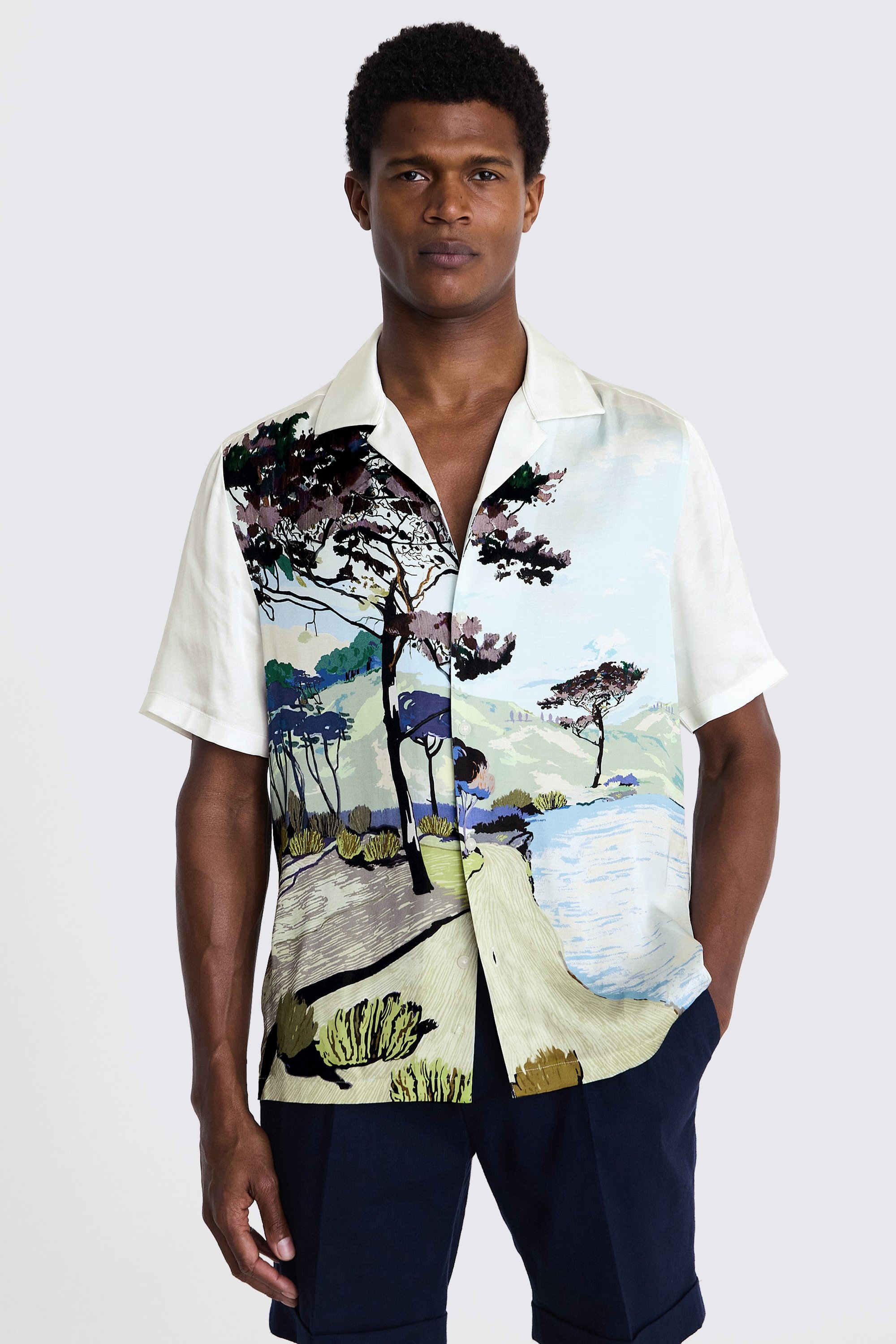 Landscape Print Cuban Collar Shirt | Buy Online at Moss