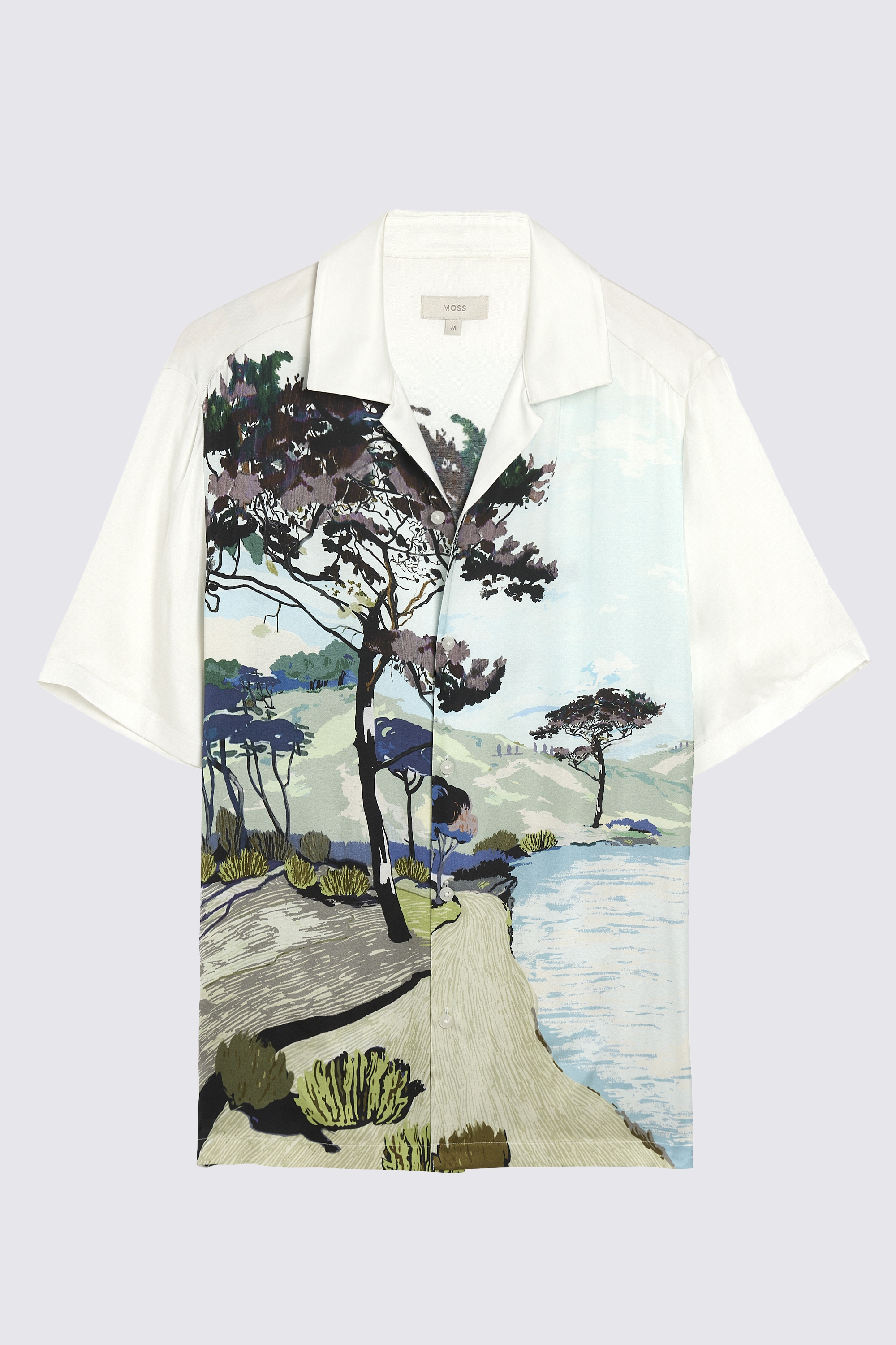 Landscape Print Cuban Collar Shirt