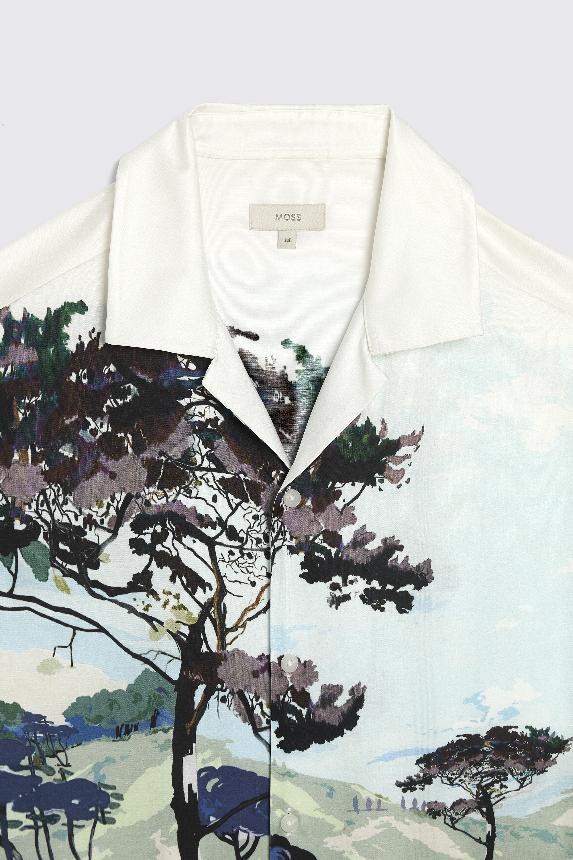 Landscape Print Cuban Collar Shirt