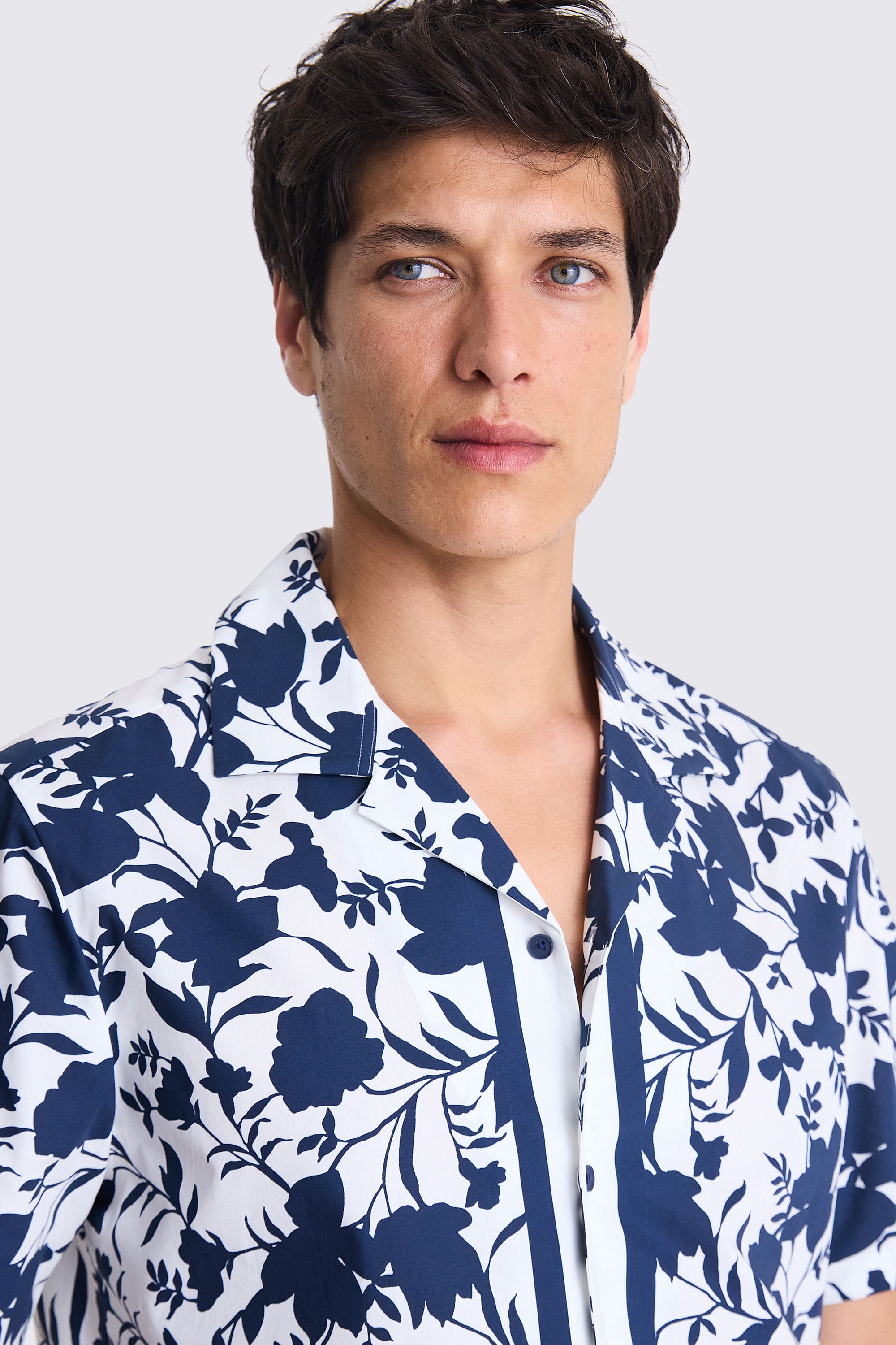 Navy Floral Border Print Shirt