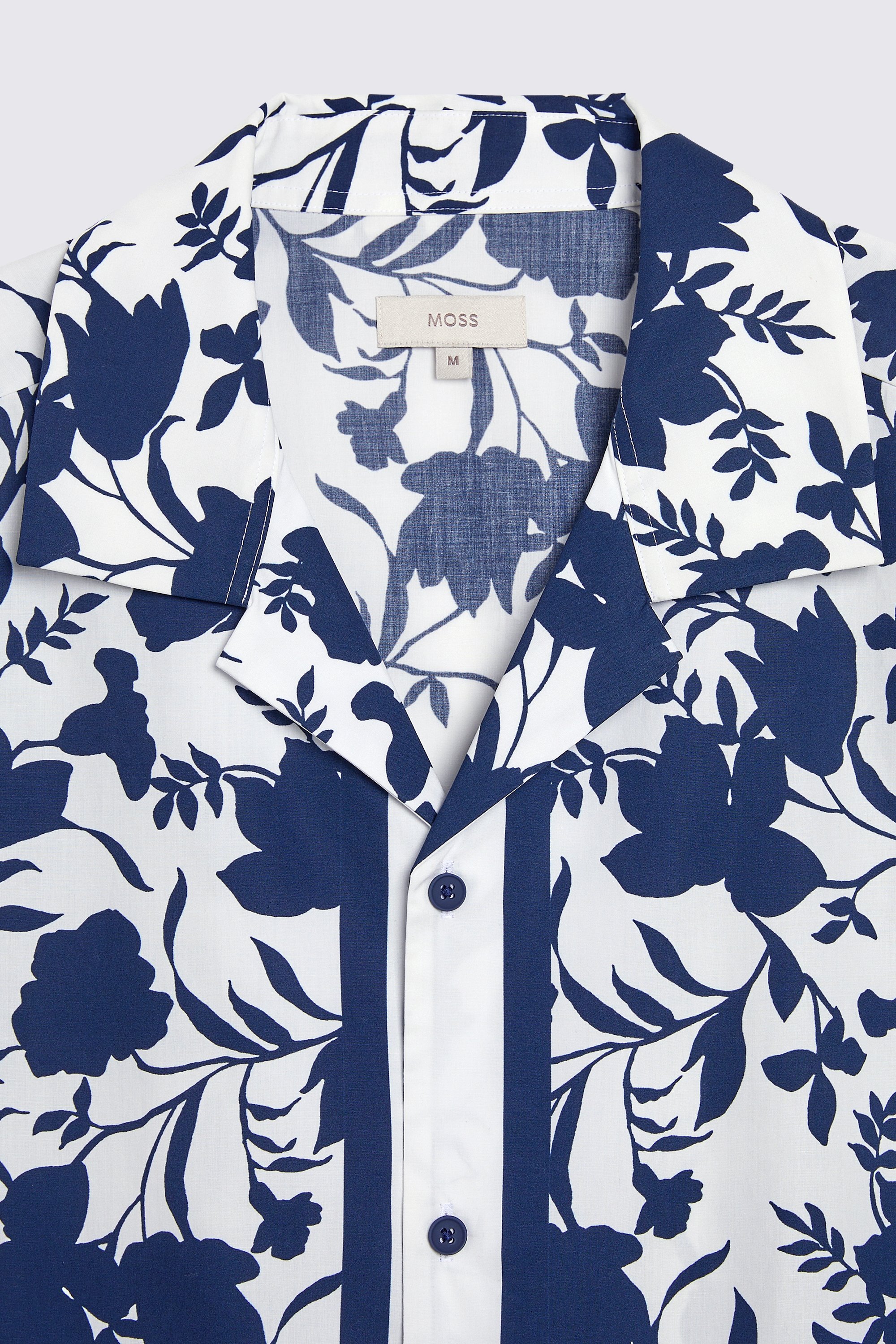 Navy Floral Border Print Shirt