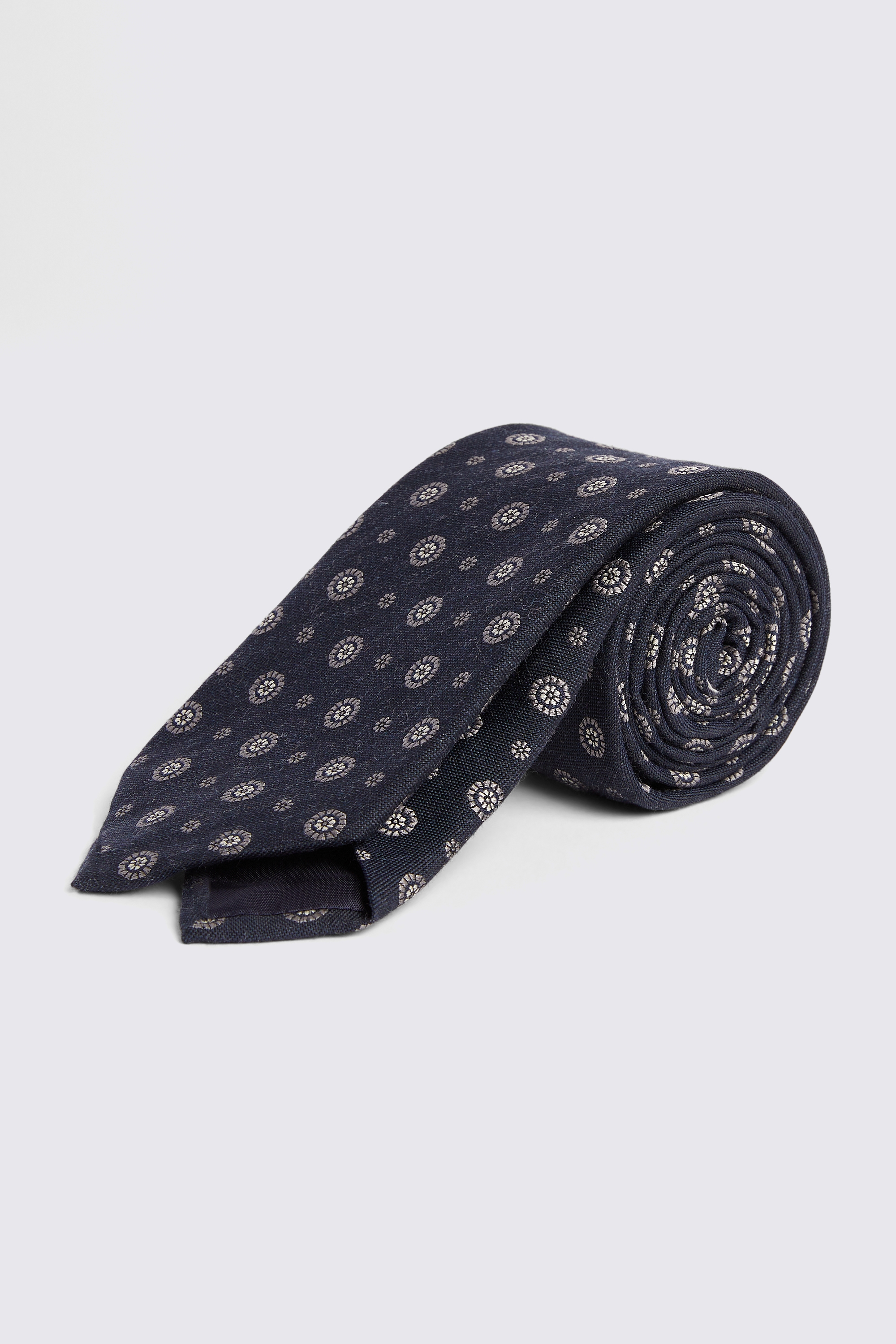 Bottinelli Navy & Grey Floral Geo Tie