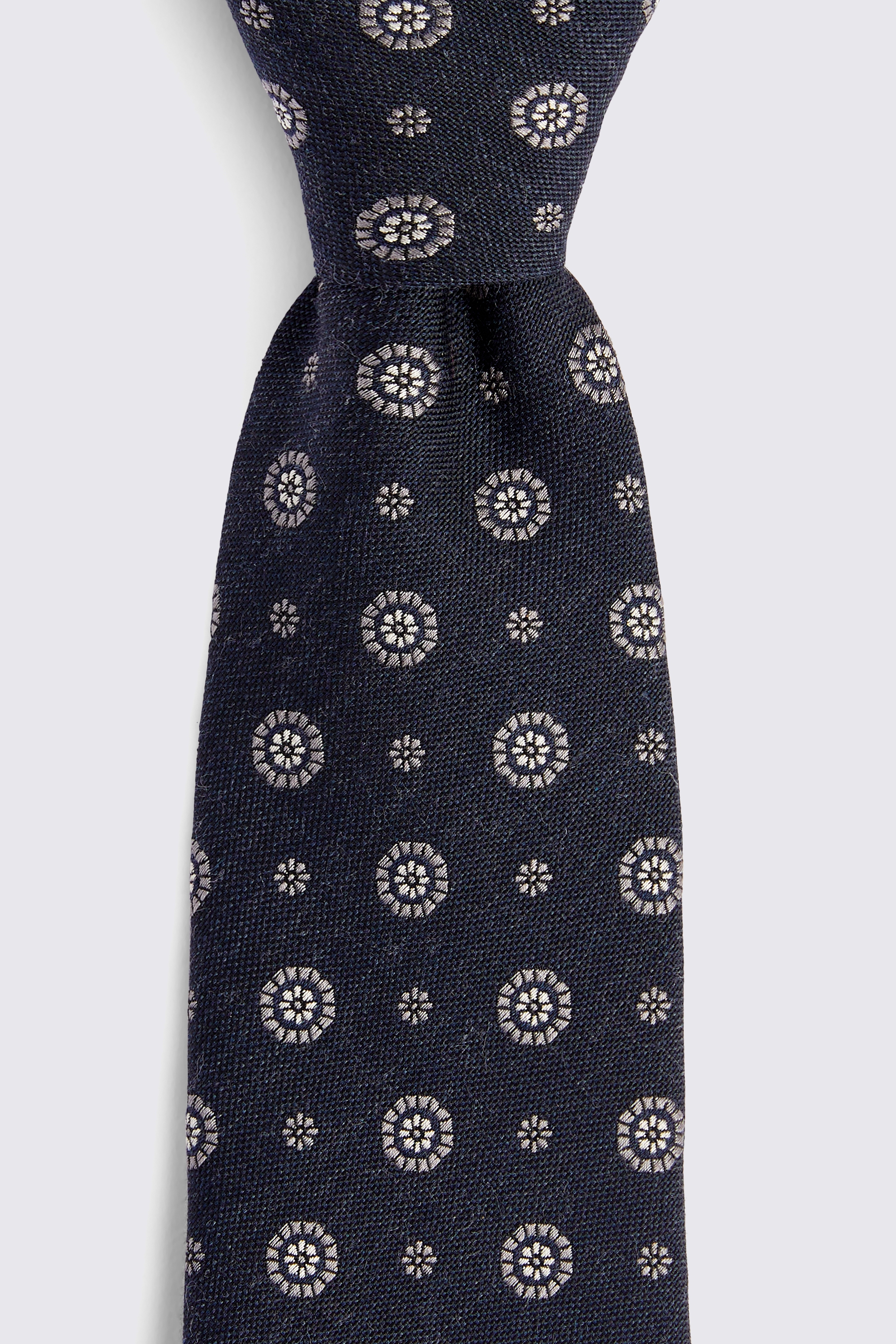 Bottinelli Navy & Grey Floral Geo Tie