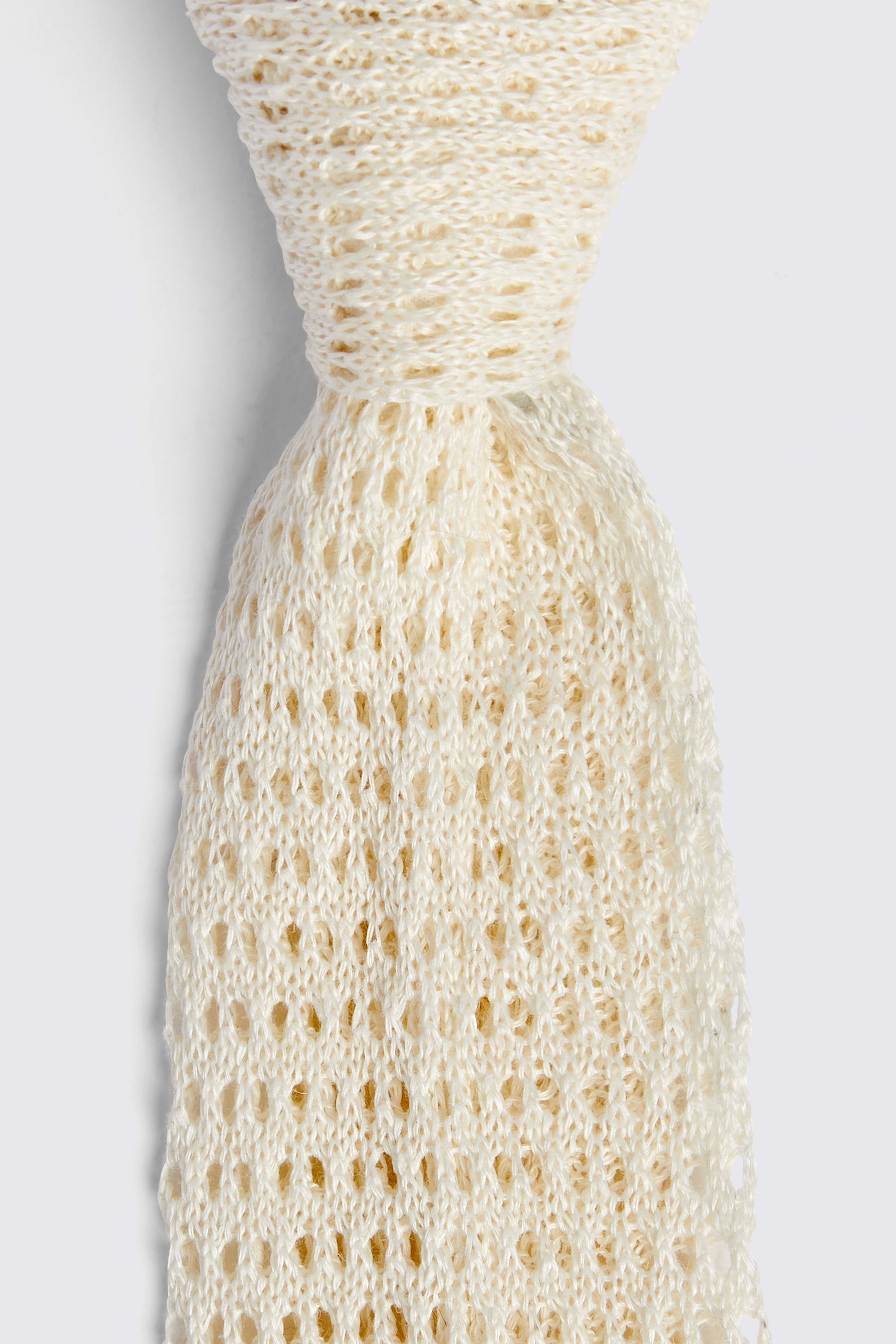 Off White Linen Open Knit Tie