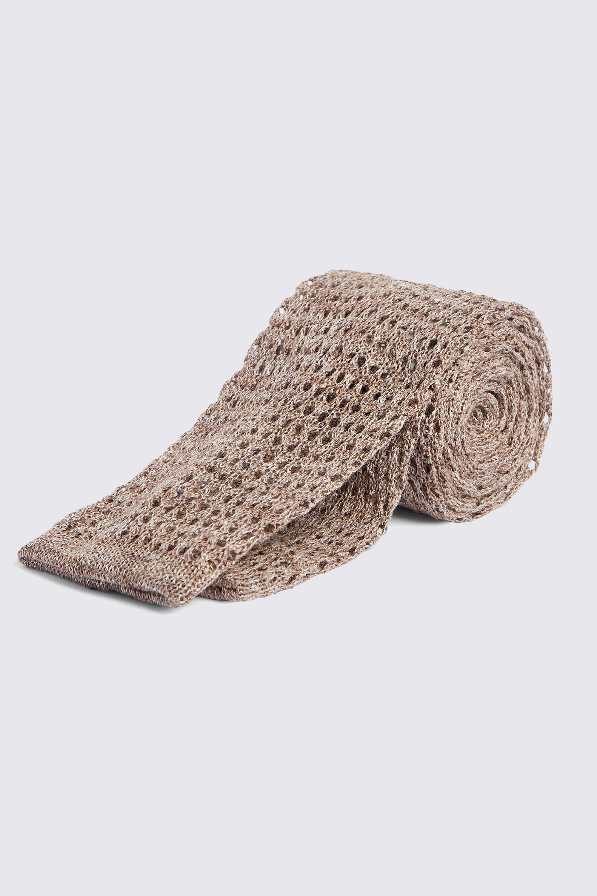 Cappuccino Linen Open Knit Tie