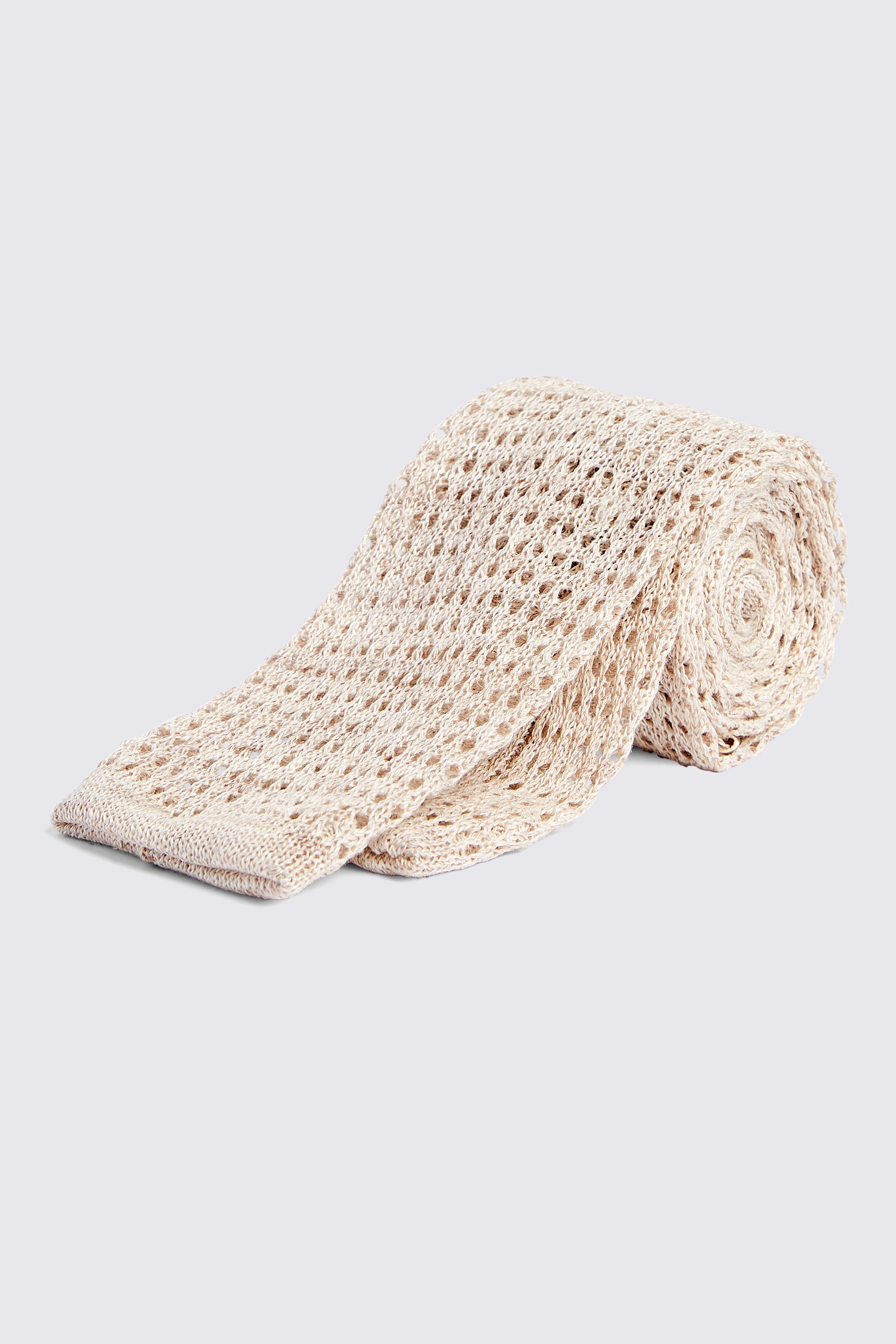 Latte Linen Open Knit Tie