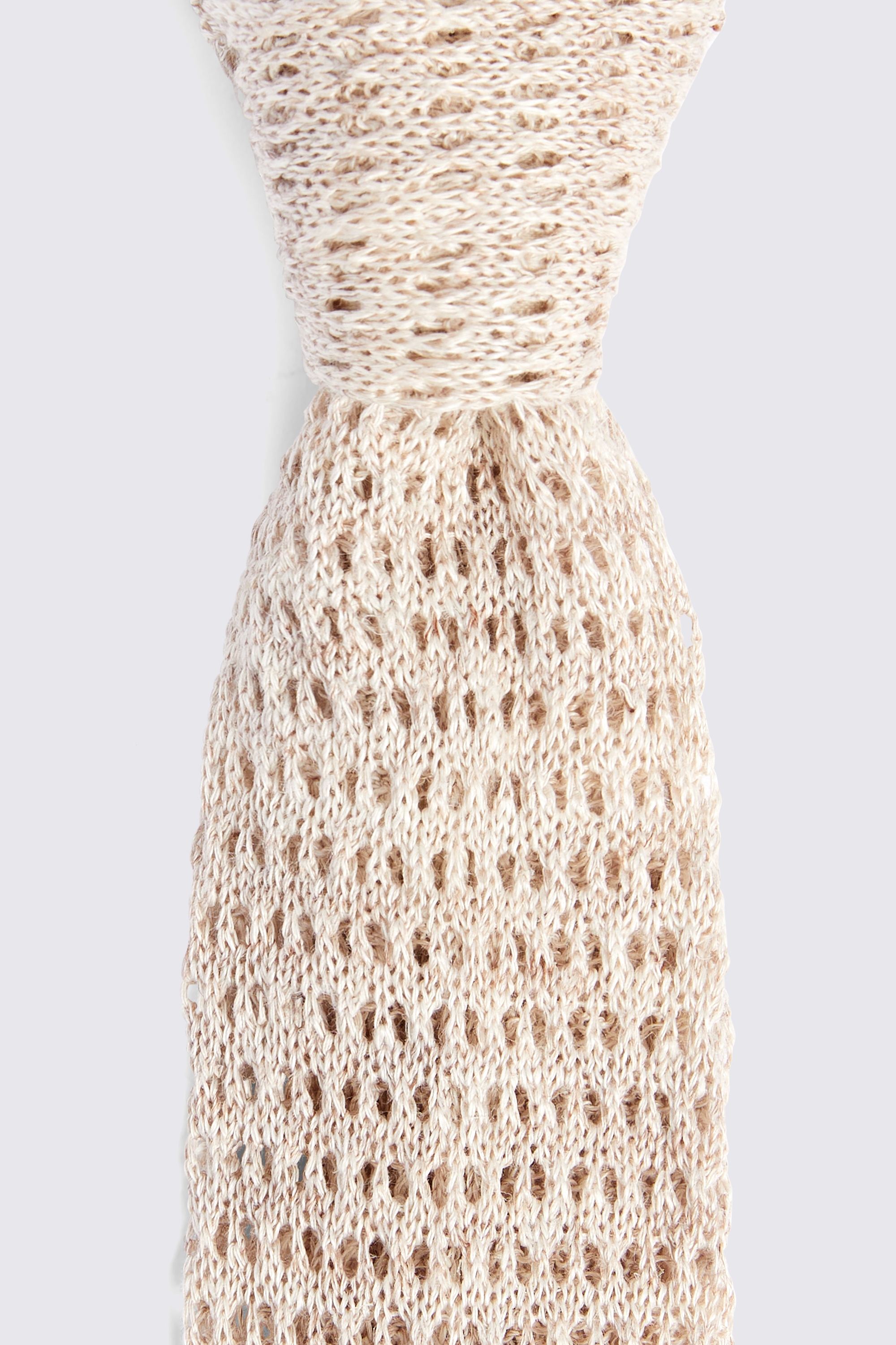 Latte Linen Open Knit Tie