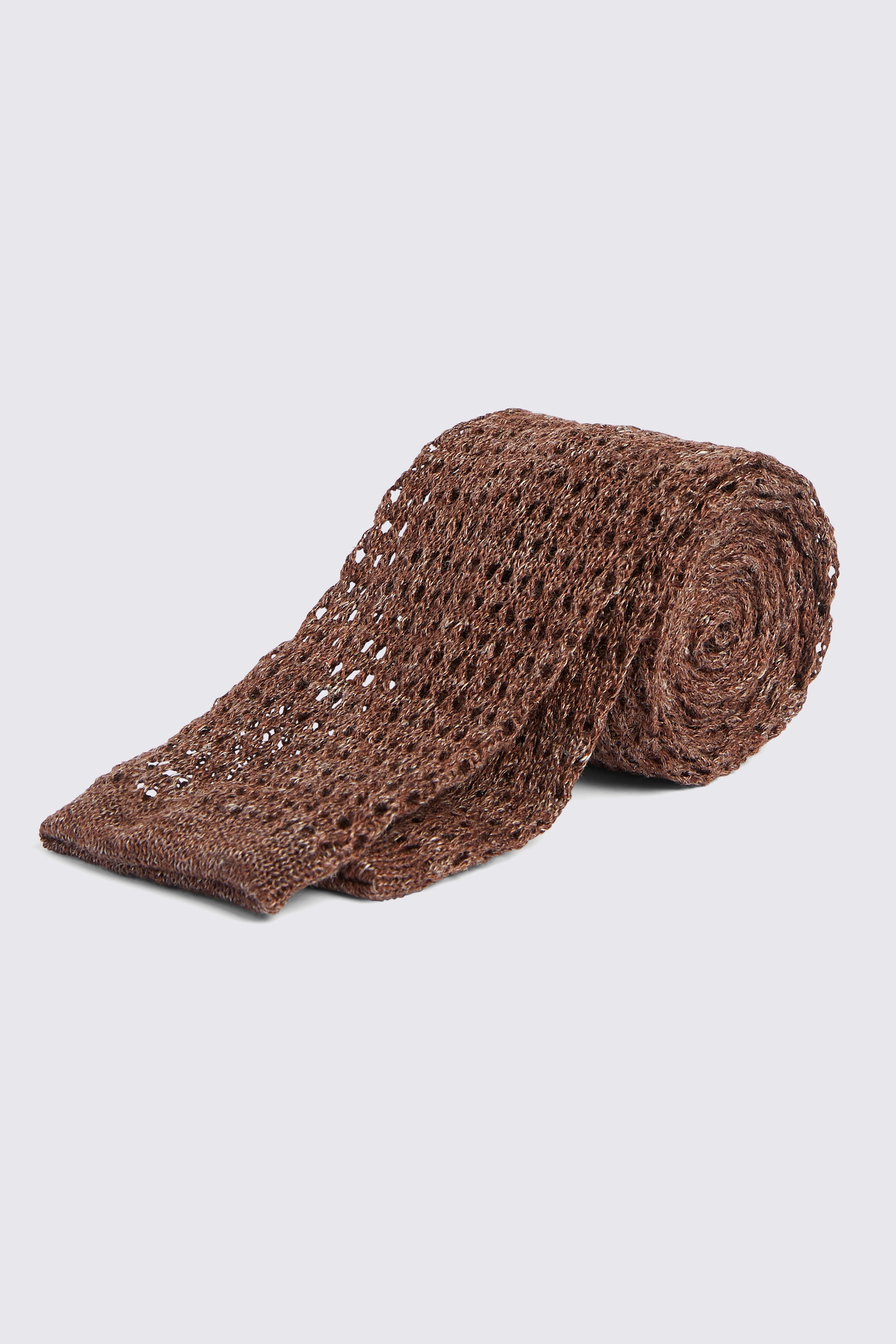Chocolate Linen Open Knit Tie