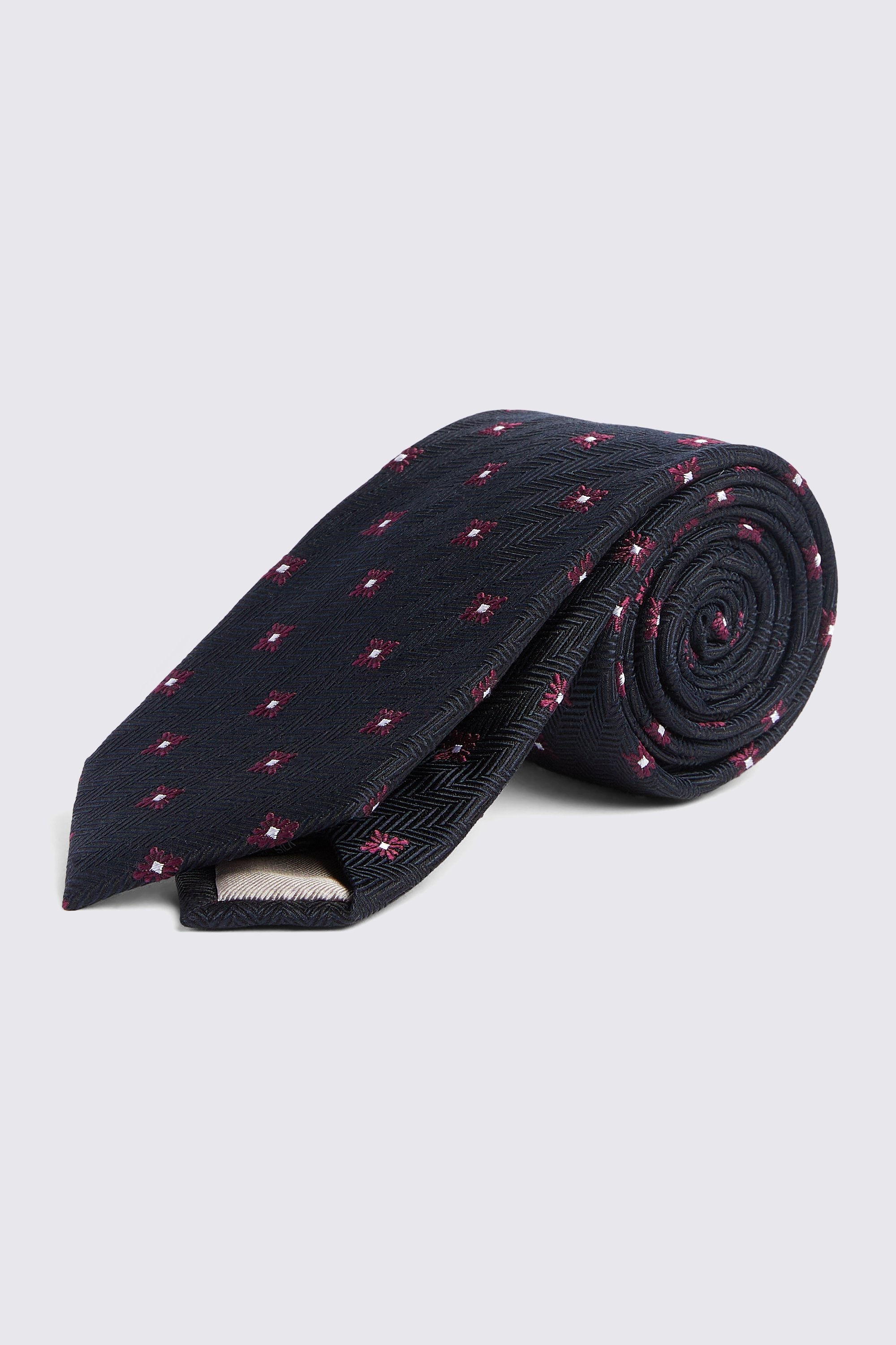 Navy & Wine Geo Silk Tie