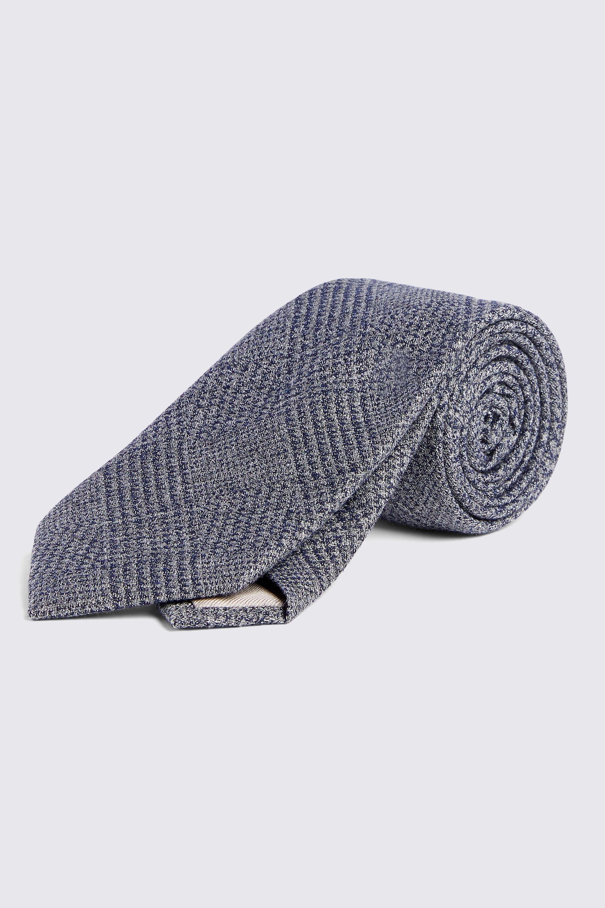 Navy Silk Blend Prince of Wales Check Tie | Buy Online at Moss