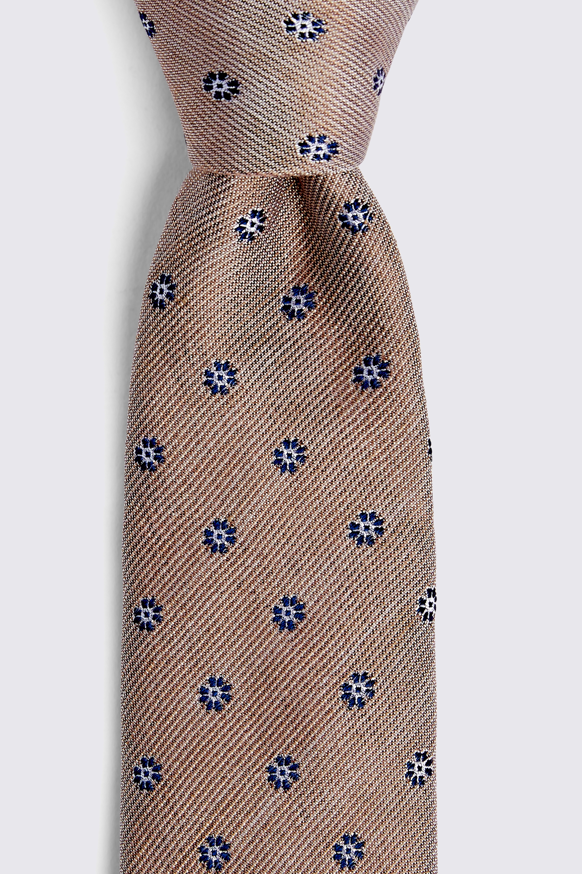 Gold Floral Geo Silk & Linen Tie
