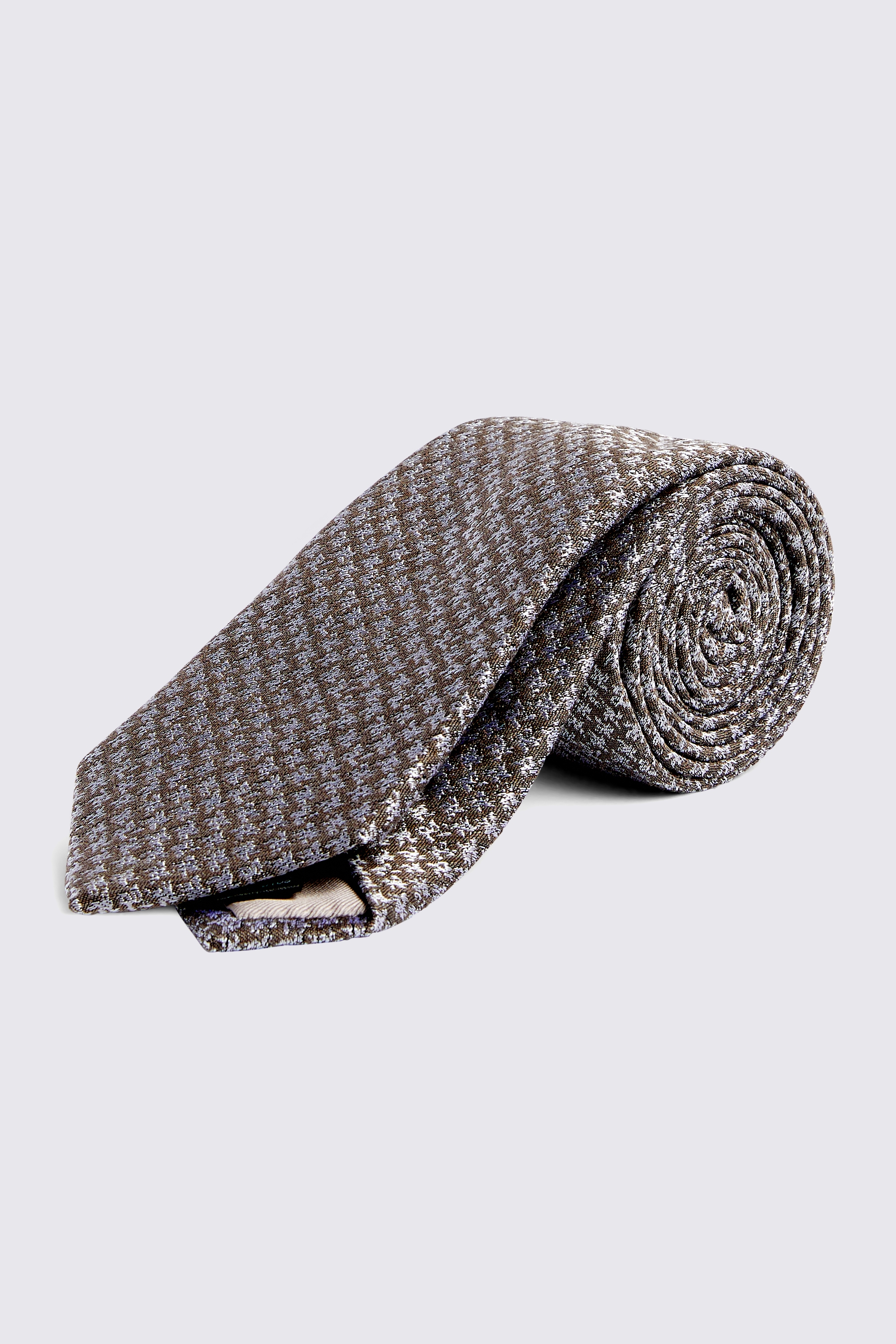 Taupe Puppytooth Silk Blend Tie