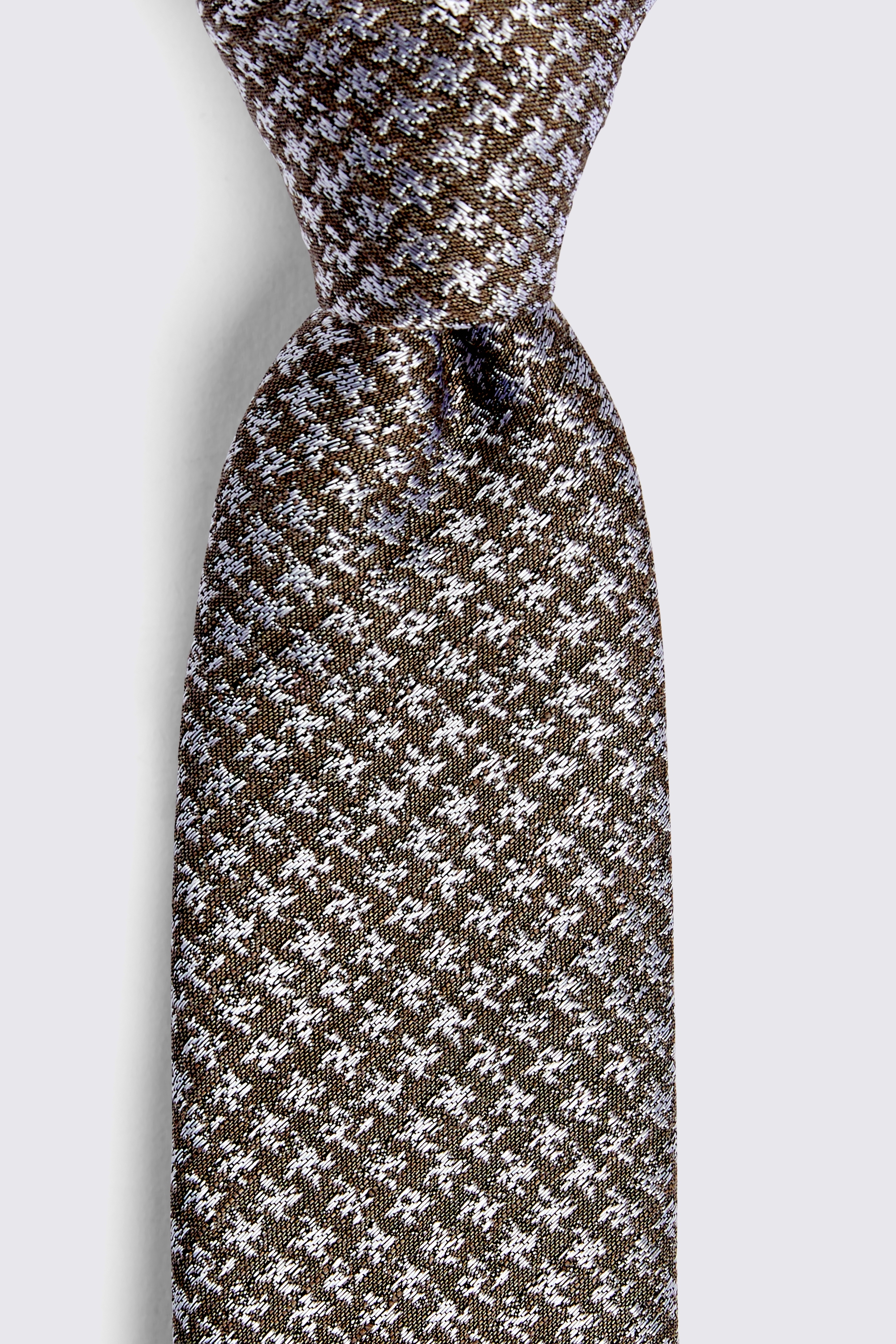 Taupe Puppytooth Silk Blend Tie