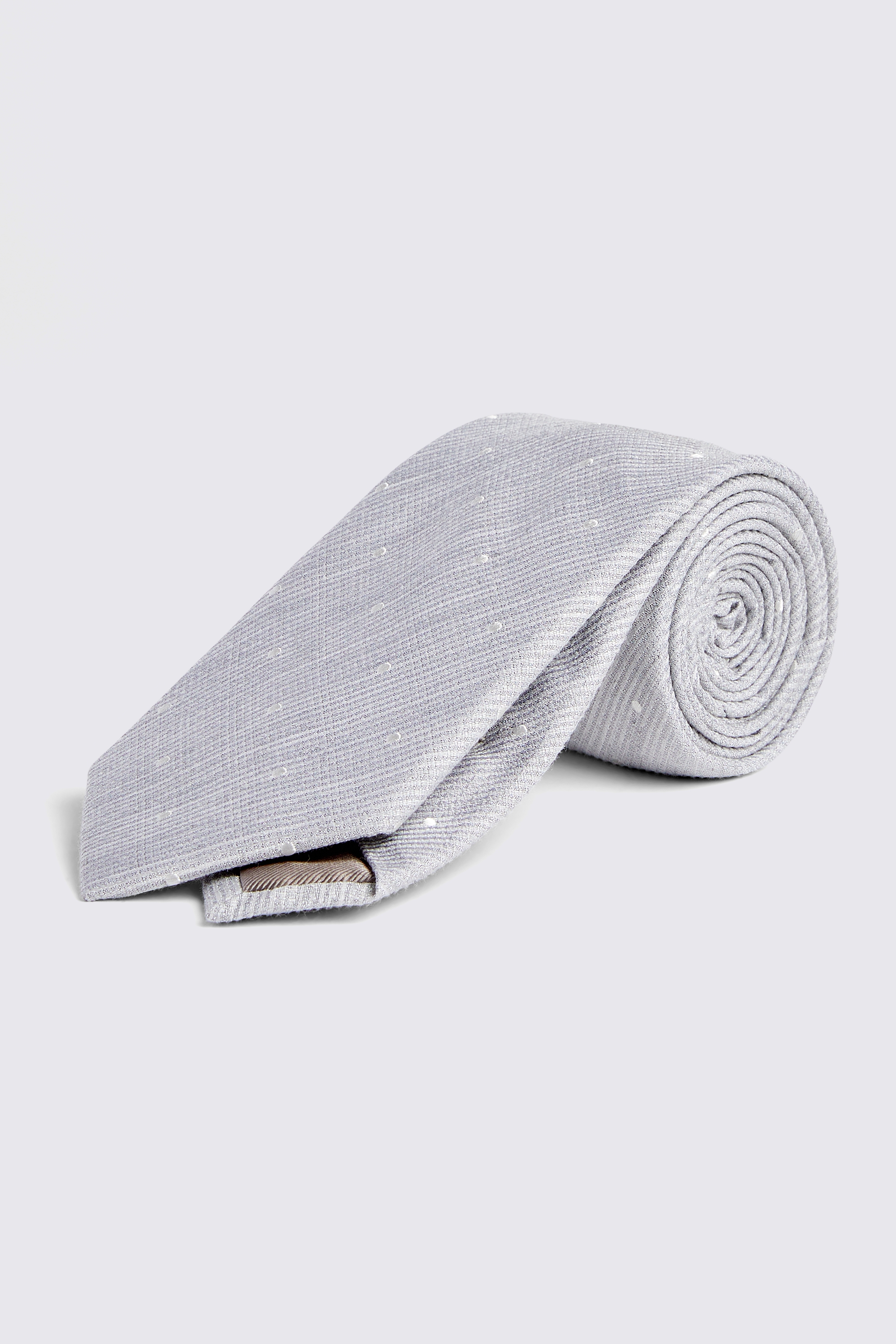 Silver Silk Blend Textured Spot Tie