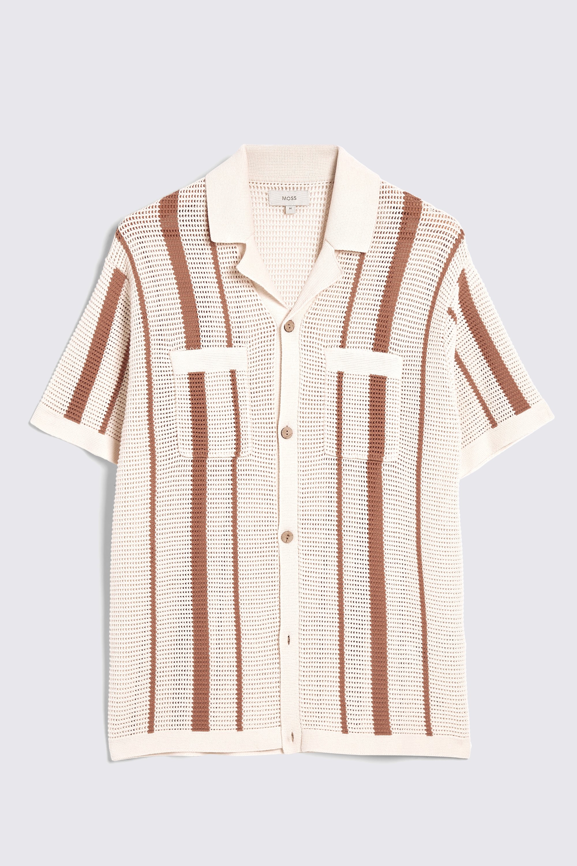 Rust & Ecru Stripe Open-Knit Polo