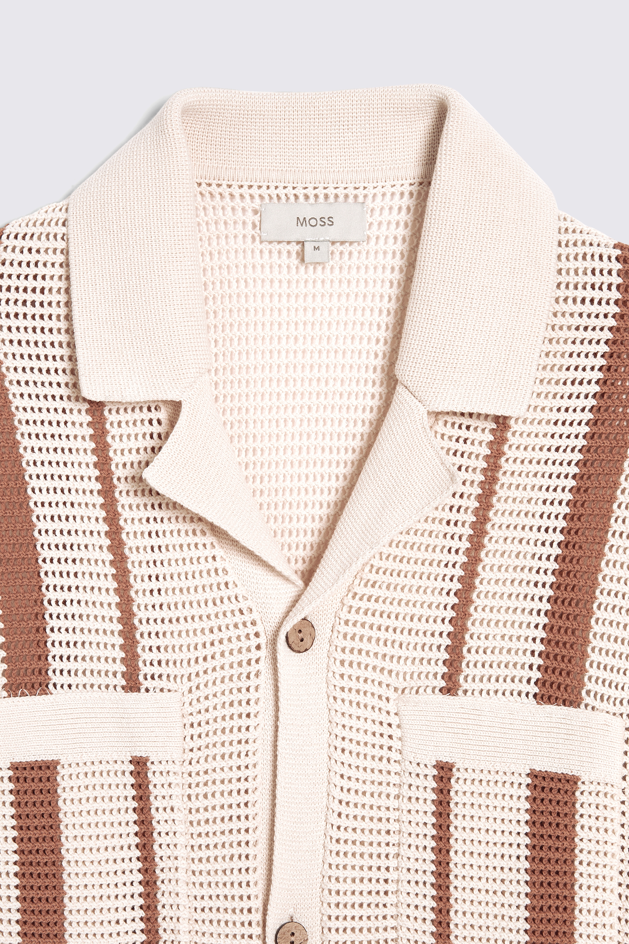 Rust & Ecru Stripe Open-Knit Polo