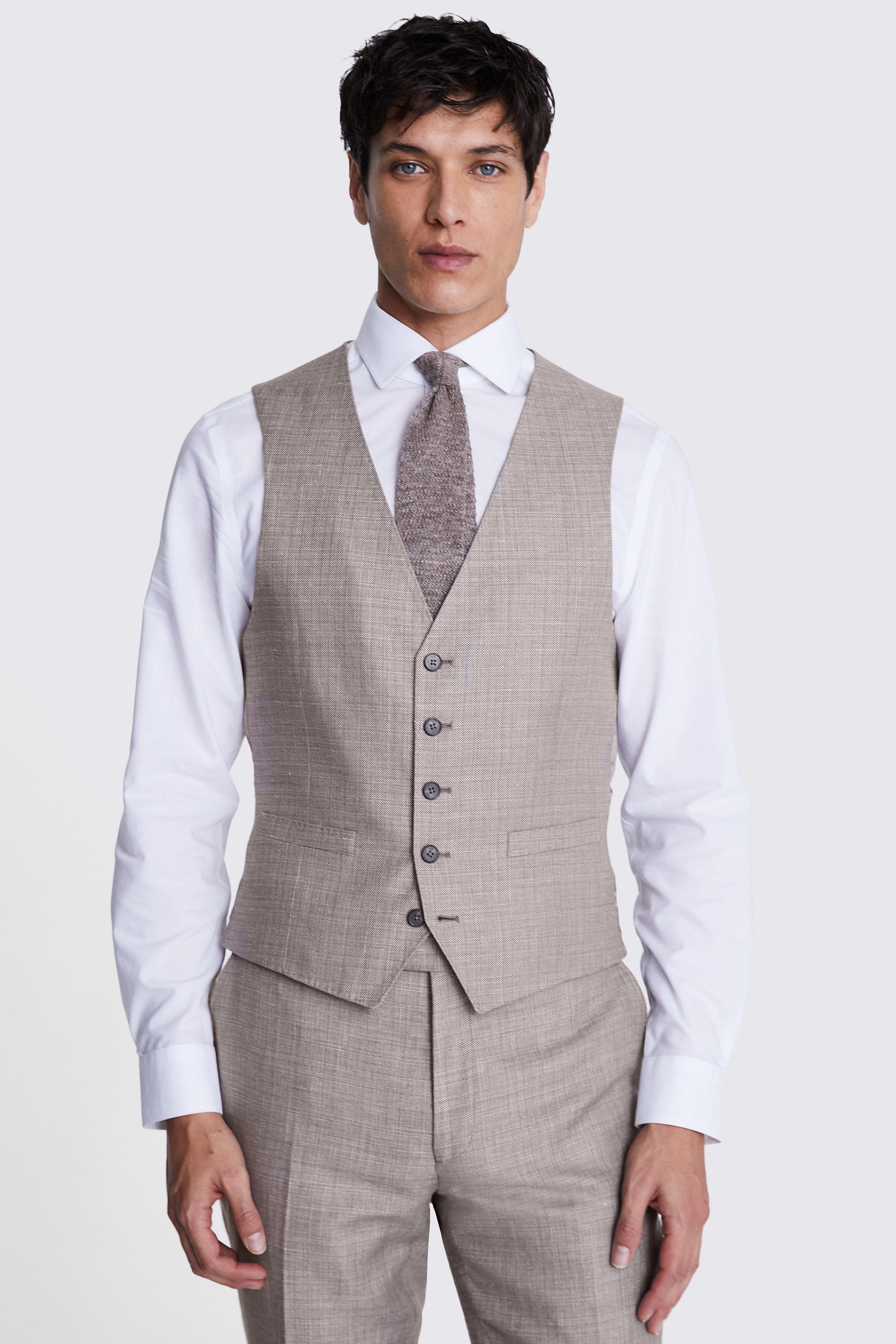Italian Slim Fit Light Taupe Waistcoat