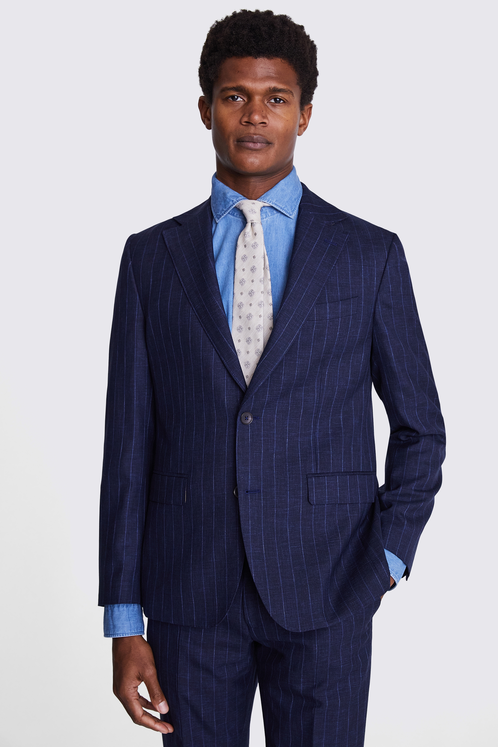 Italian Tailored Fit Navy Stripe Jacket | Buy Online at Moss