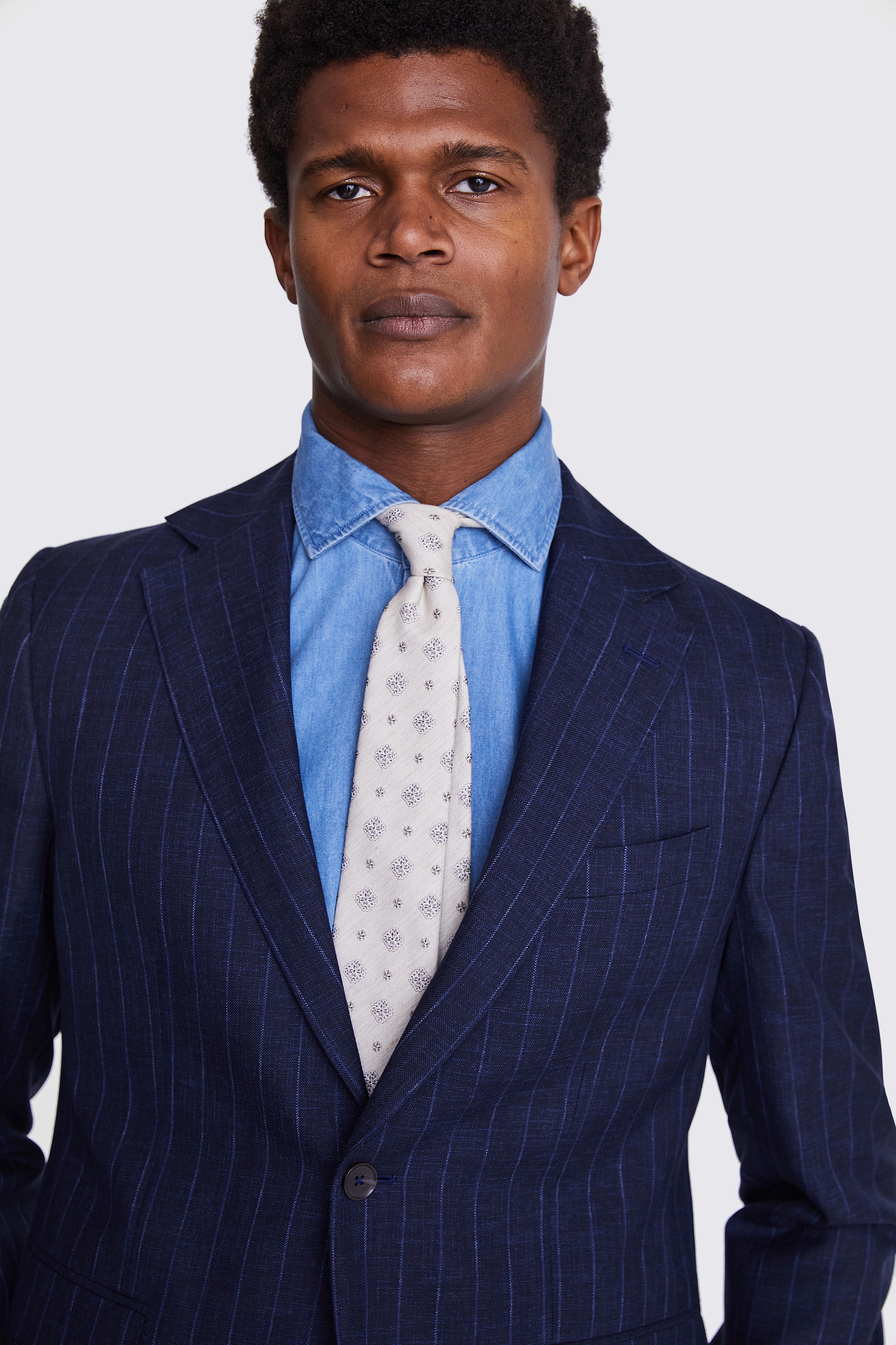 Italian Tailored Fit Navy Stripe Suit