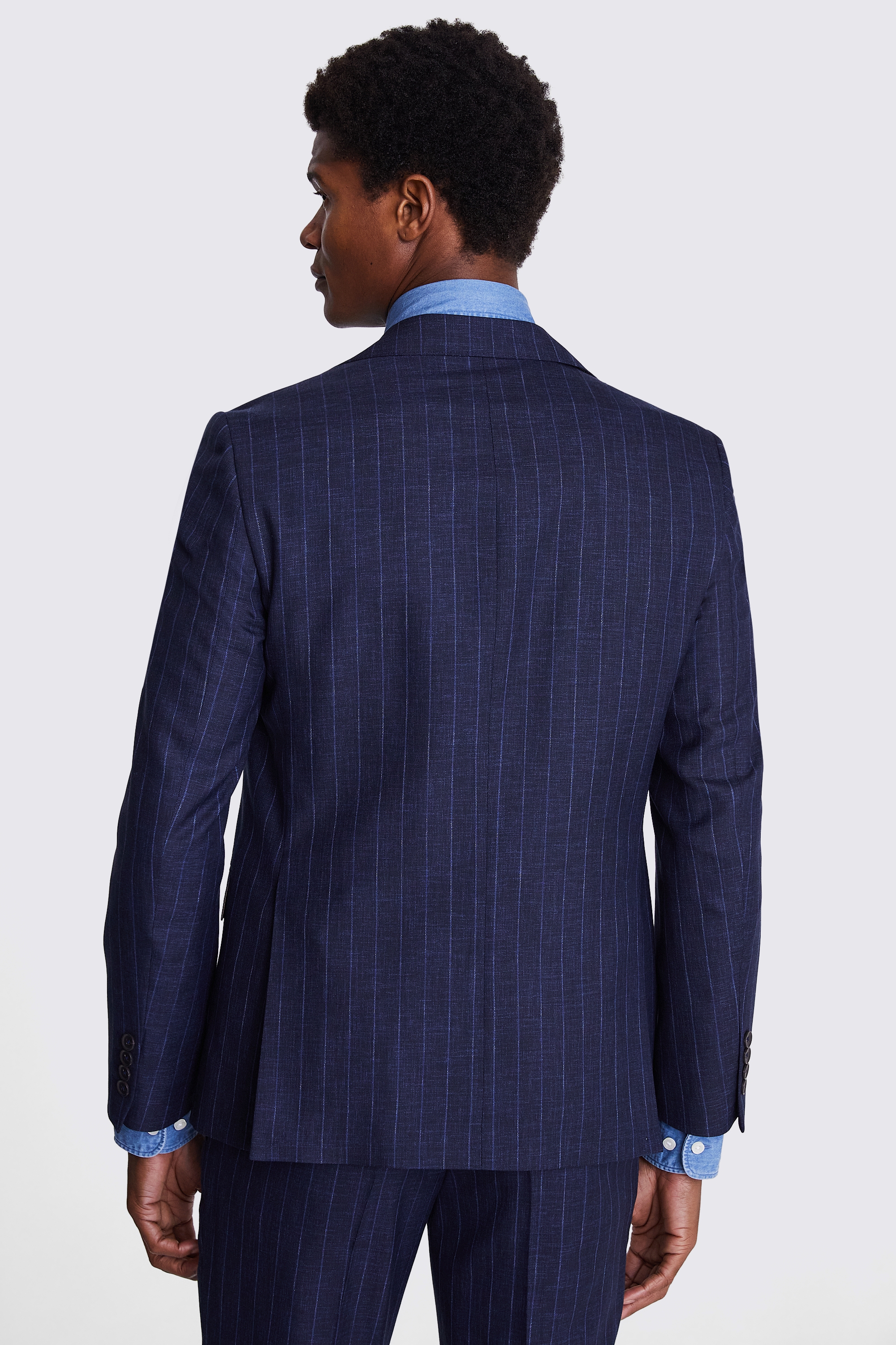 Italian Tailored Fit Navy Stripe Suit